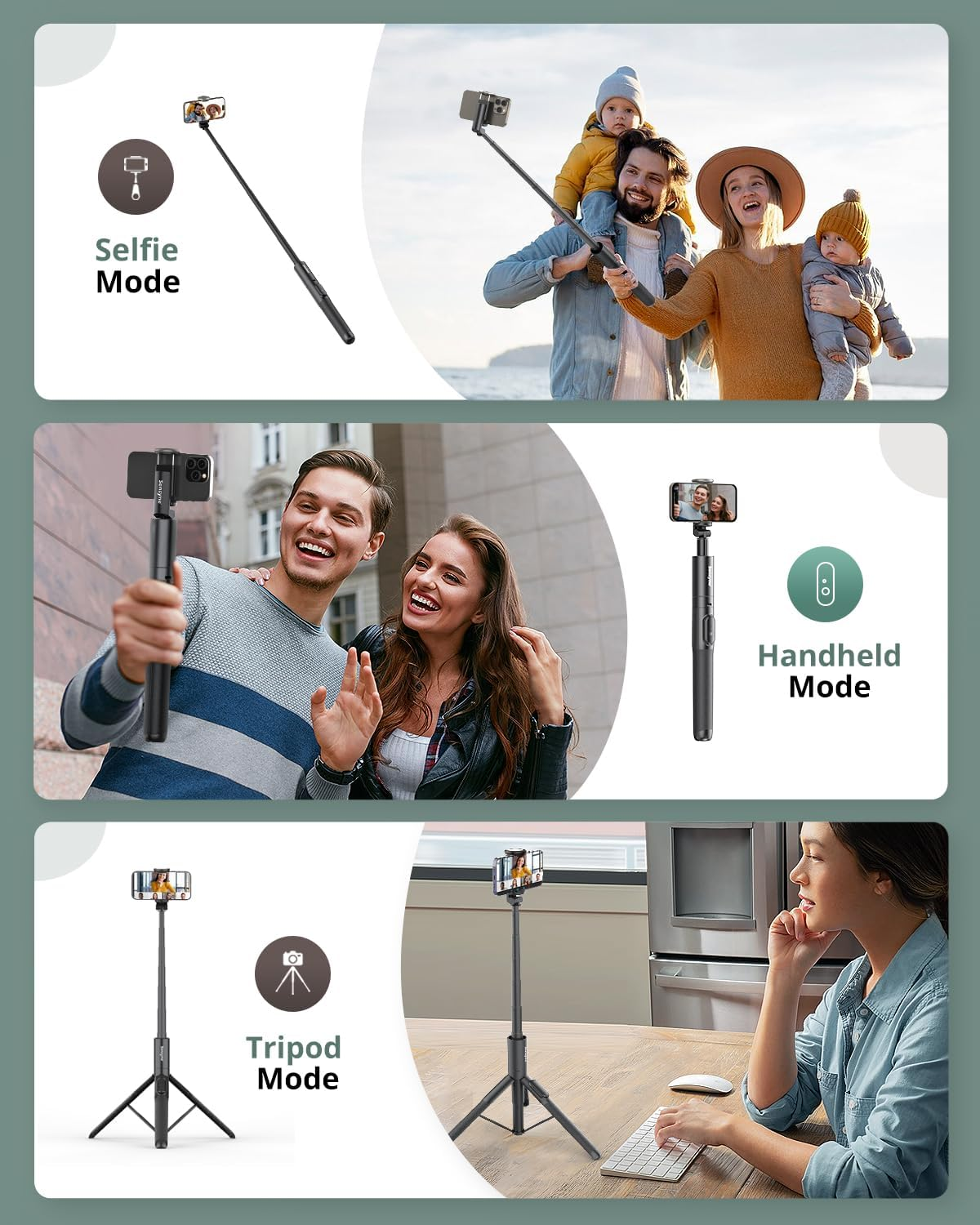 Sensyne 60" Phone Tripod & Selfie Stick, Lightweight All in One Phone Tripod Integrated with Wireless Remote Compatible with All Cell Phones for Selfie/Video Recording/Photo/Live Stream/Vlog（Black