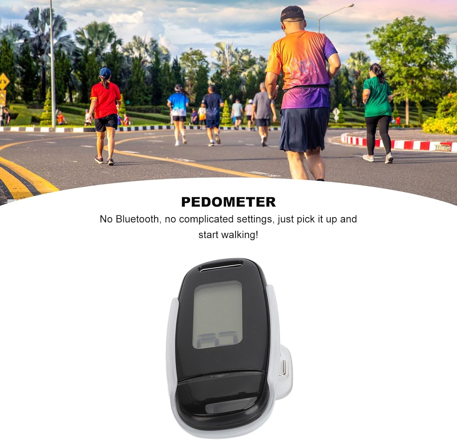 Penrux 3D Pedometer - Step Counter with Large LCD Screen, USB Rechargeable, Simple Walking Pedometer with Removable Clip and Strap for Women, Men, Kids image number 1