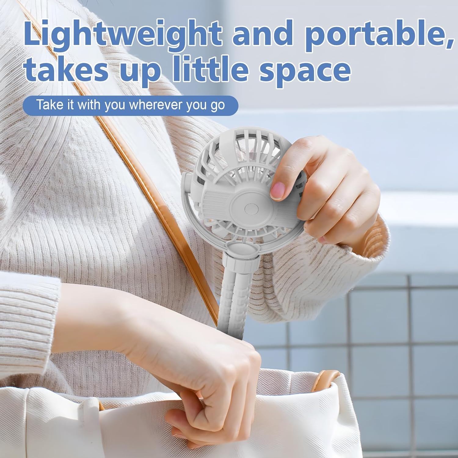 Mini Portable Baby Stroller Fan,3 Speed Personal Handheld Fan,Battery Operated Rechargeable 360&deg; Flexible Tripod Cooling Fan, Suitable for Car Seat Crib Treadmill Golf Cart Travel(Black) - Yellow image number 2