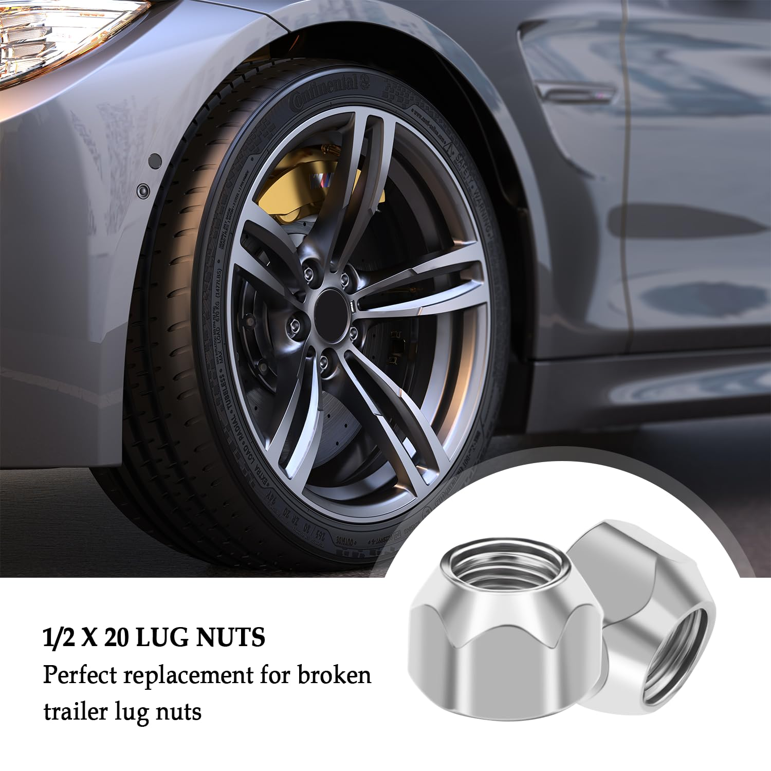20PCS 1/2 20 Lug Nuts Set,Carbon Steel Open Hex Trailer Lug Nuts for Wheel Hubs,Perfect Wheel & Tire Lug Nuts Replacement Car Accessories for Trailer Car Truck (20PCS) image number 5