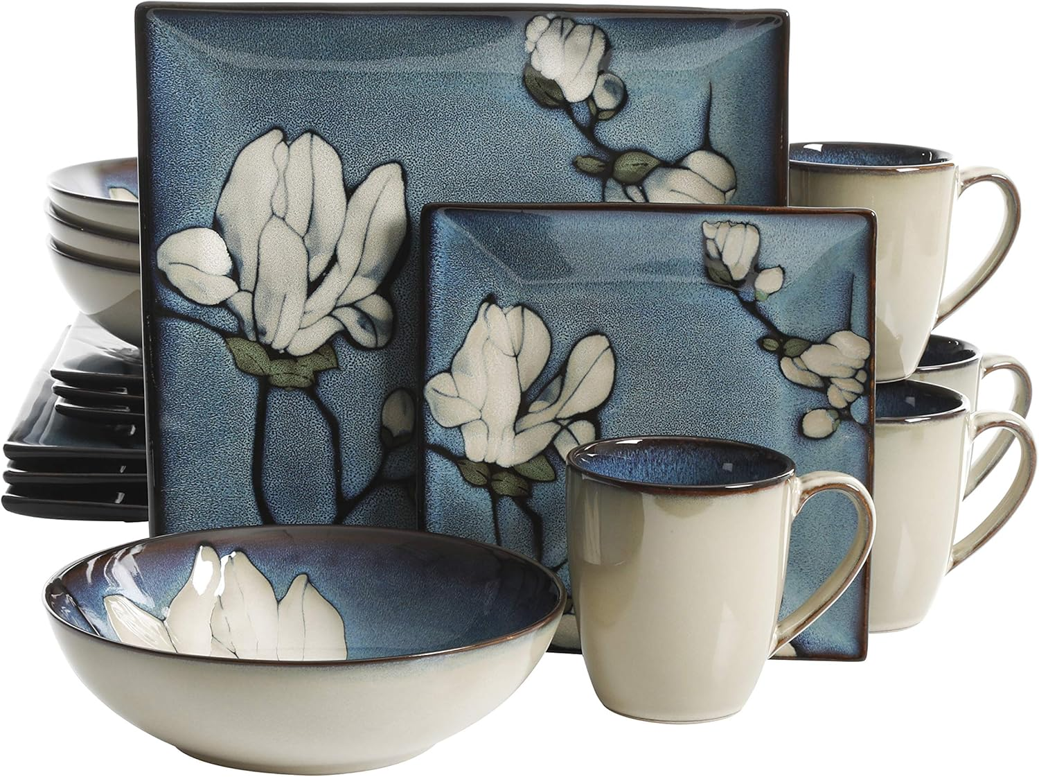 Gibson Bloomsbury 16 Piece Dinnerware Set, Blue image number 1