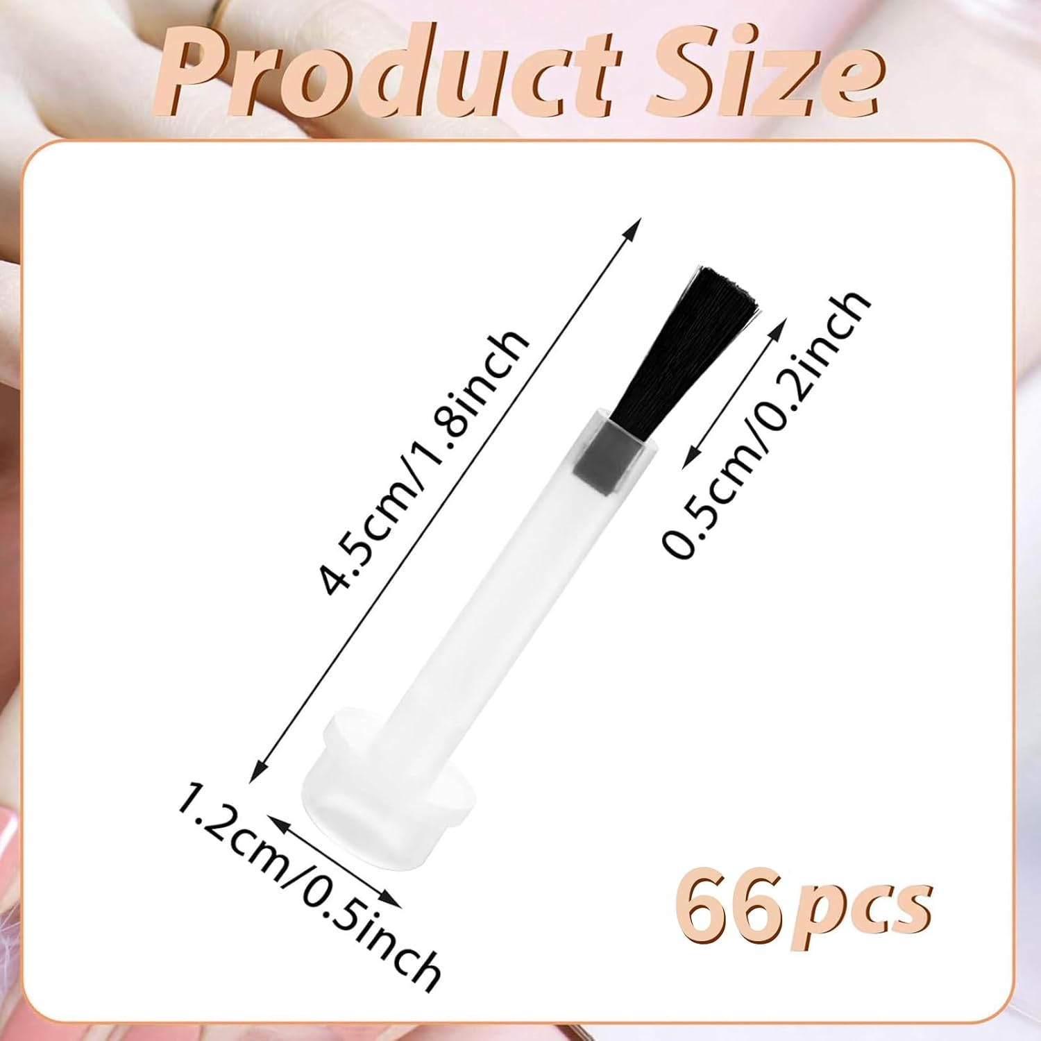 Tavvke 66 Piece Nail Polish Replacement Brushes, with Caps and Storage Box, Soft Bristle Dipping Powder & Gel Liquid Brush Heads for Salon image number 3