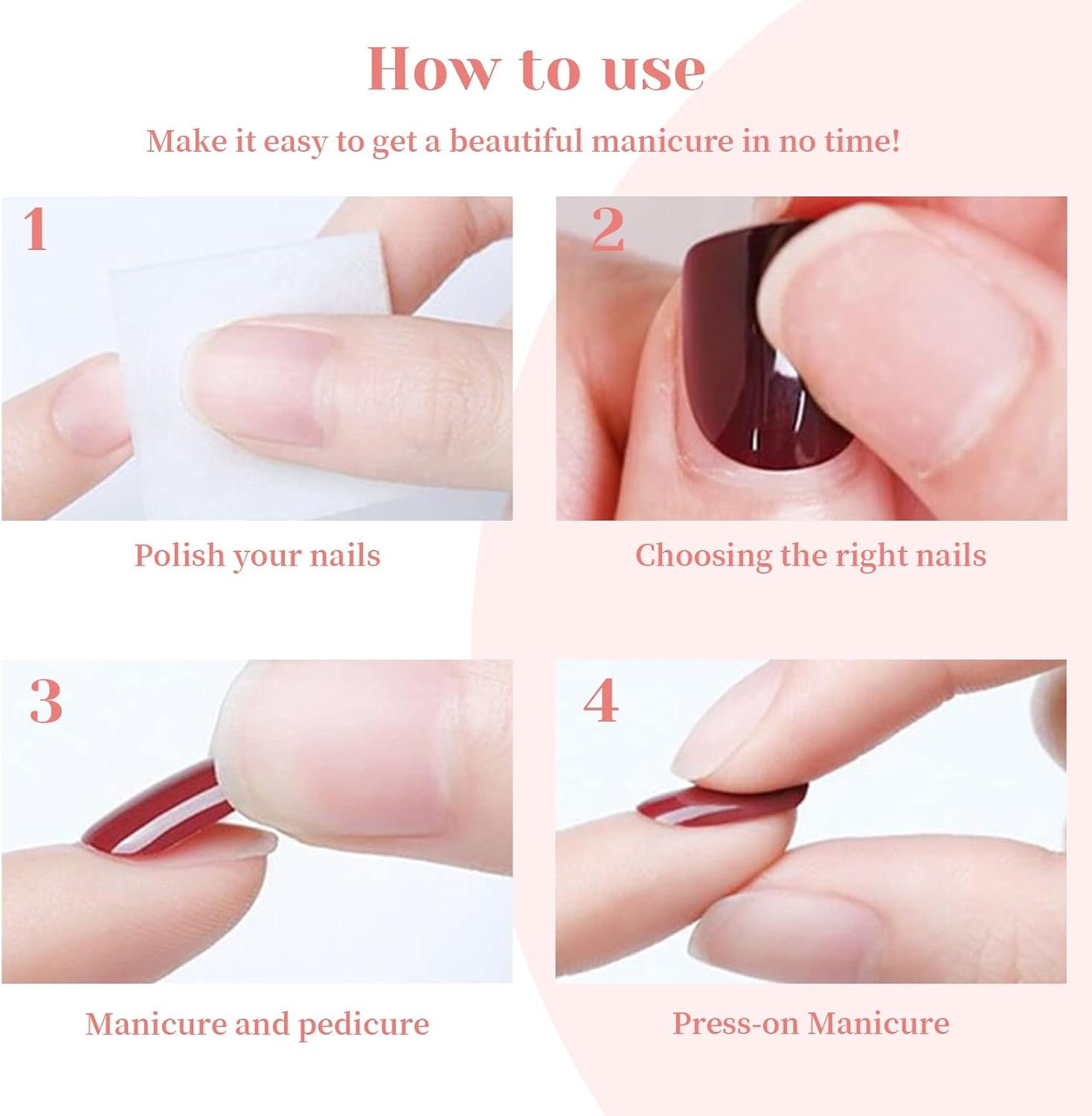 Charmburst Pack of 24 Blue Flowers Press on Nails Almond Medium, False Nails for Sticking, High-Quality ABS False Nails for a Long-Lasting Effect image number 4