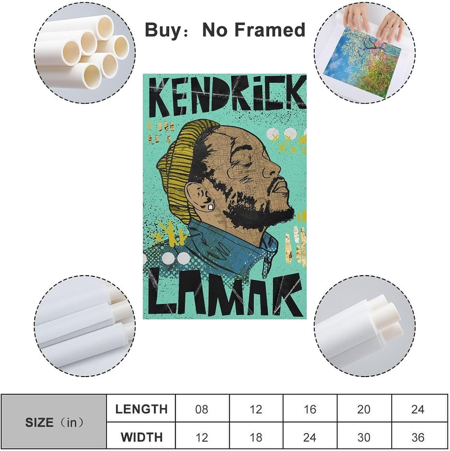 Anime Kendrick Lamar Music Canvas Poster Poster Canvas Painting Wall Art Picture Home Decor Print for Bedroom Living Room Dorm Study Bar Office 12X18Inch(30X45Cm)