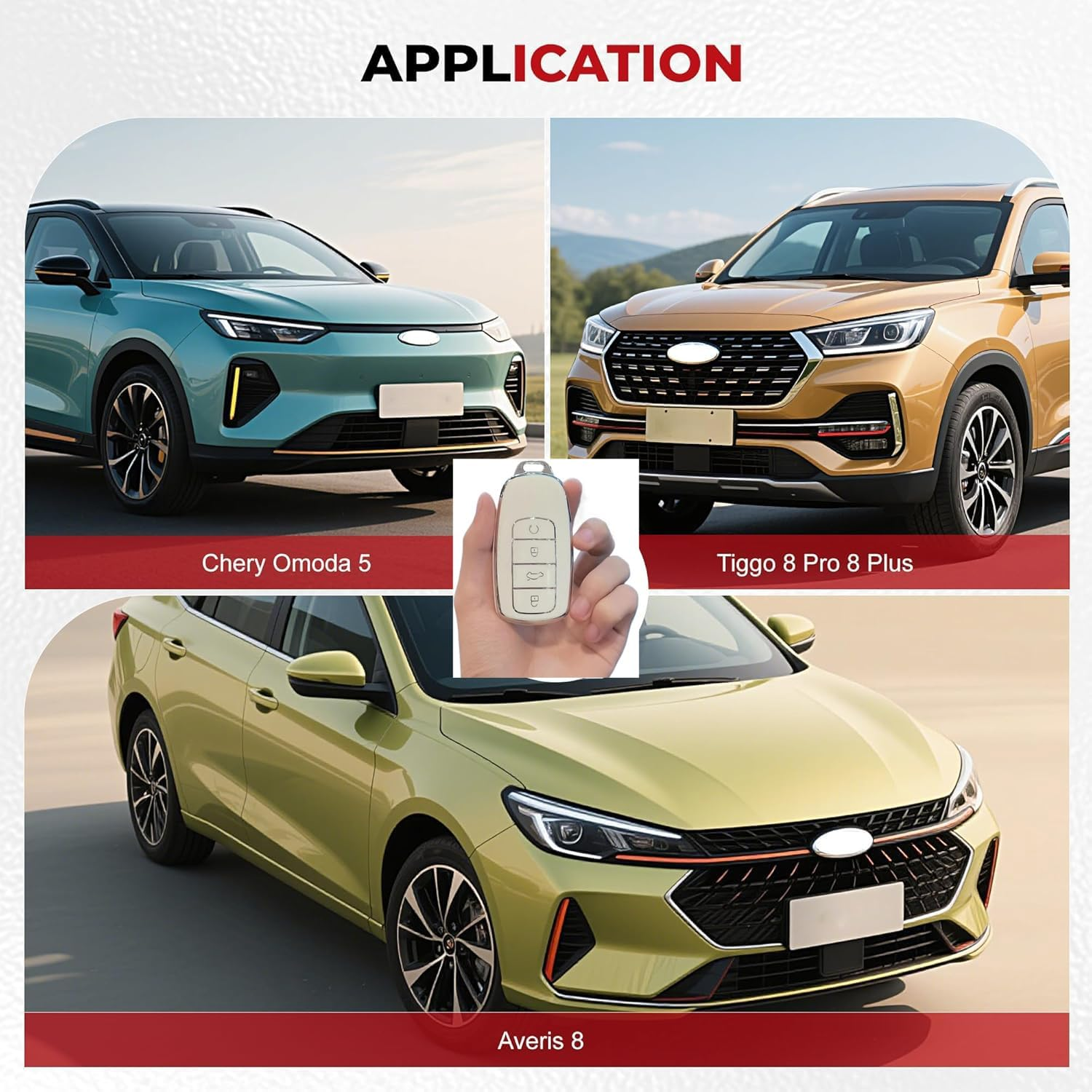 Car Smart Key Fob Case TPU Car Key Protection Cover Compatible with Chery Omoda 5 Compatible with Tiggo 8 Pro 2 Pack image number 4