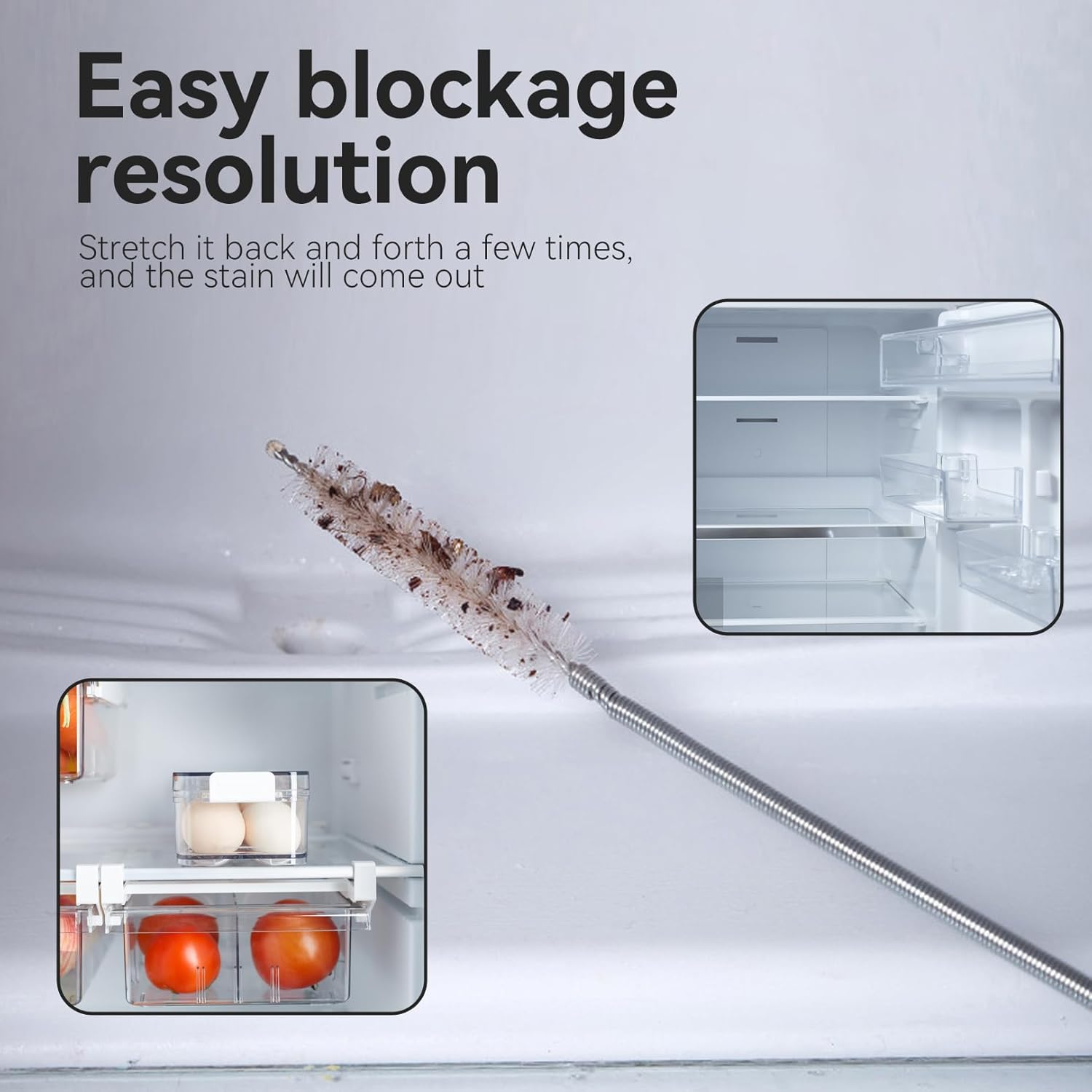 5-Piece Fridge Cleaning Set, Flexible Fridge Drain Cleaning, Fridge Drain Hole Cleaning Set, Syringe with Hose for Fridge, Fridge Cleaner, Fridge Cleaner Drain Cleaner image number 4