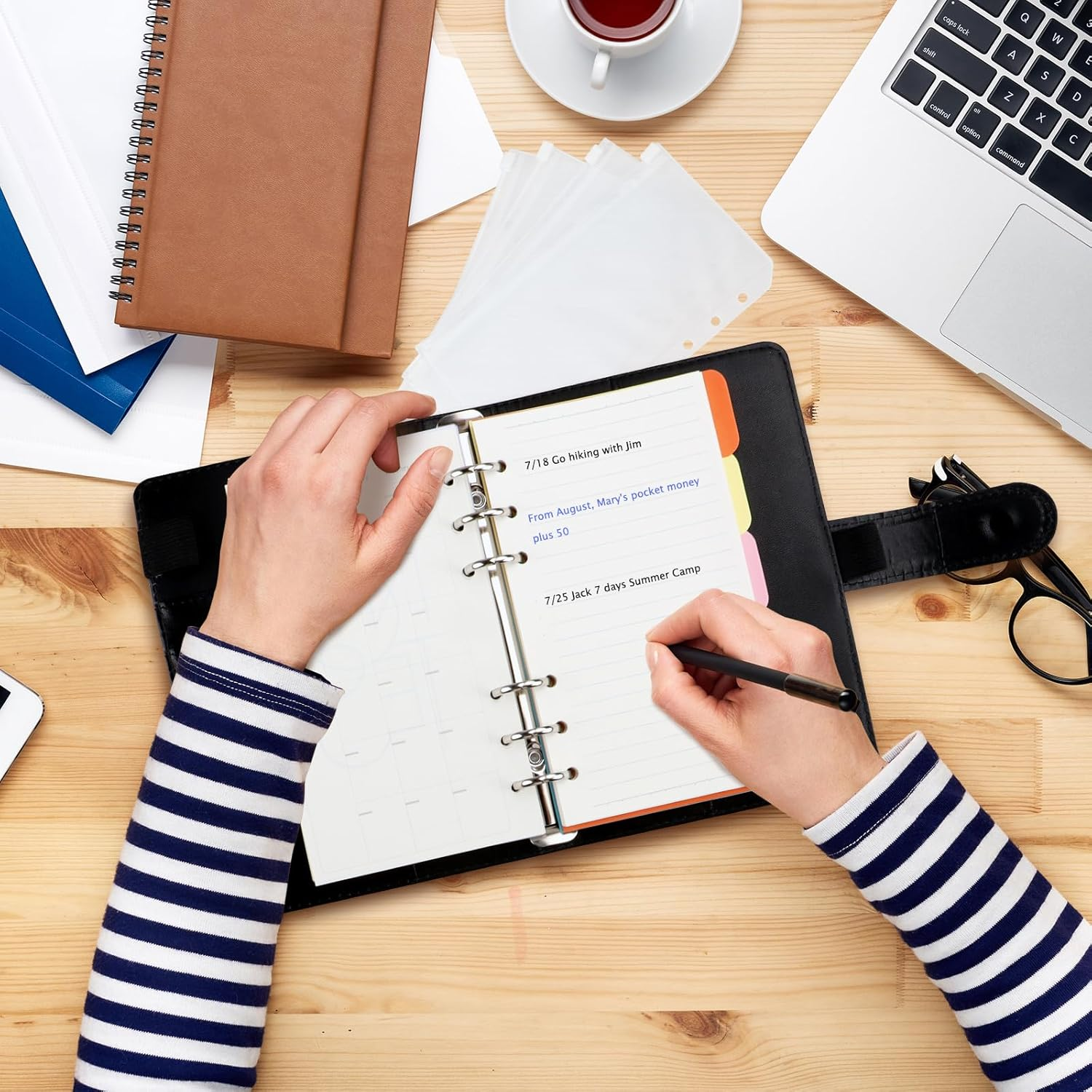 JUNART A6 Budget Binder with Cash Envelopes, Money Saving Binder Budget Wallet with Cash Binder Pocket, Budget Planner, Stickers, Budget Book for Teenager Student Adult(Black) image number 6