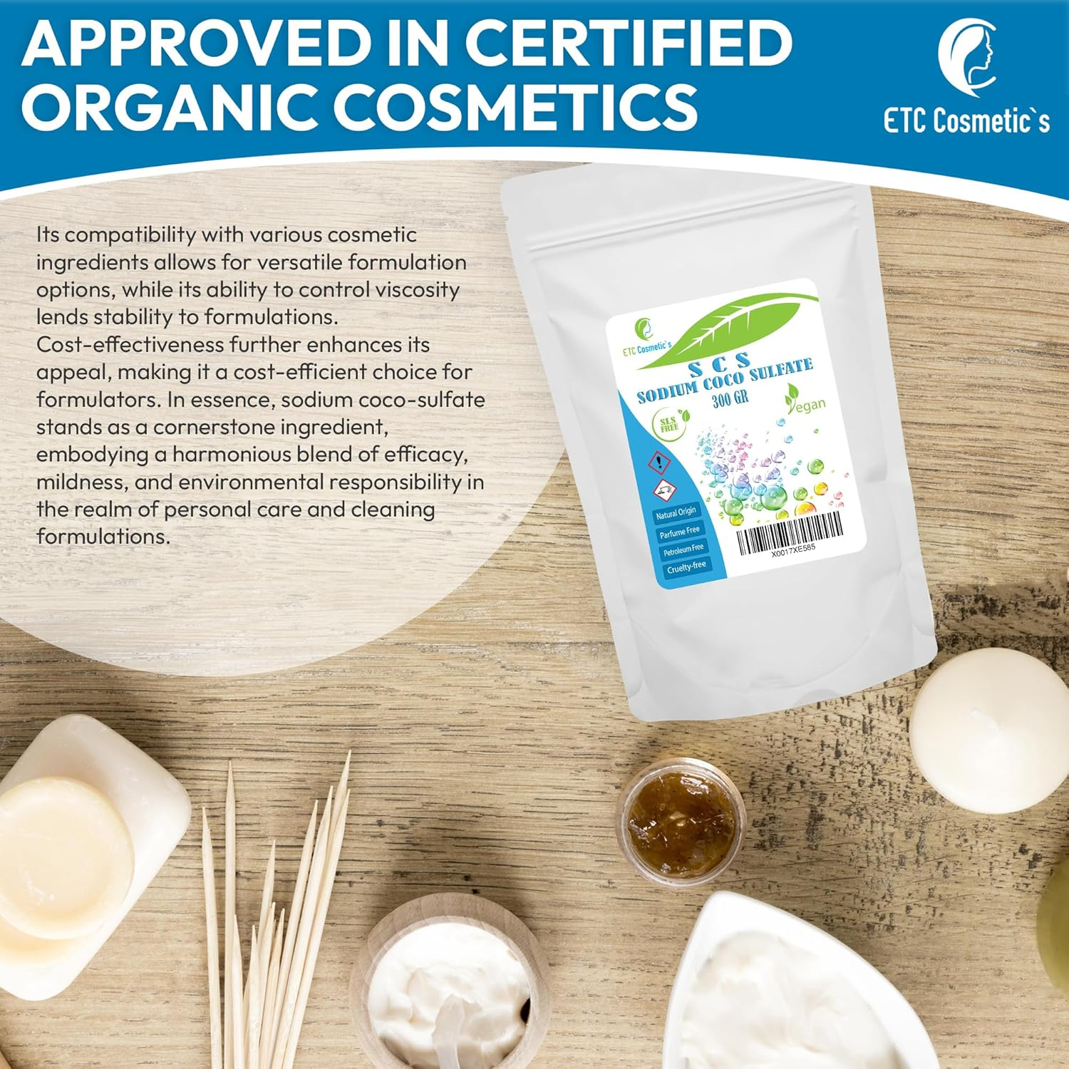 Sodium Coco-Sulfate - 300Gr - Can Be Used in Shampoo Bars, Liquid Shampoo, Body Wash, Shower Gel and Shower Bars, Syndet Bars, Various Bath Preparations (300 Gr)