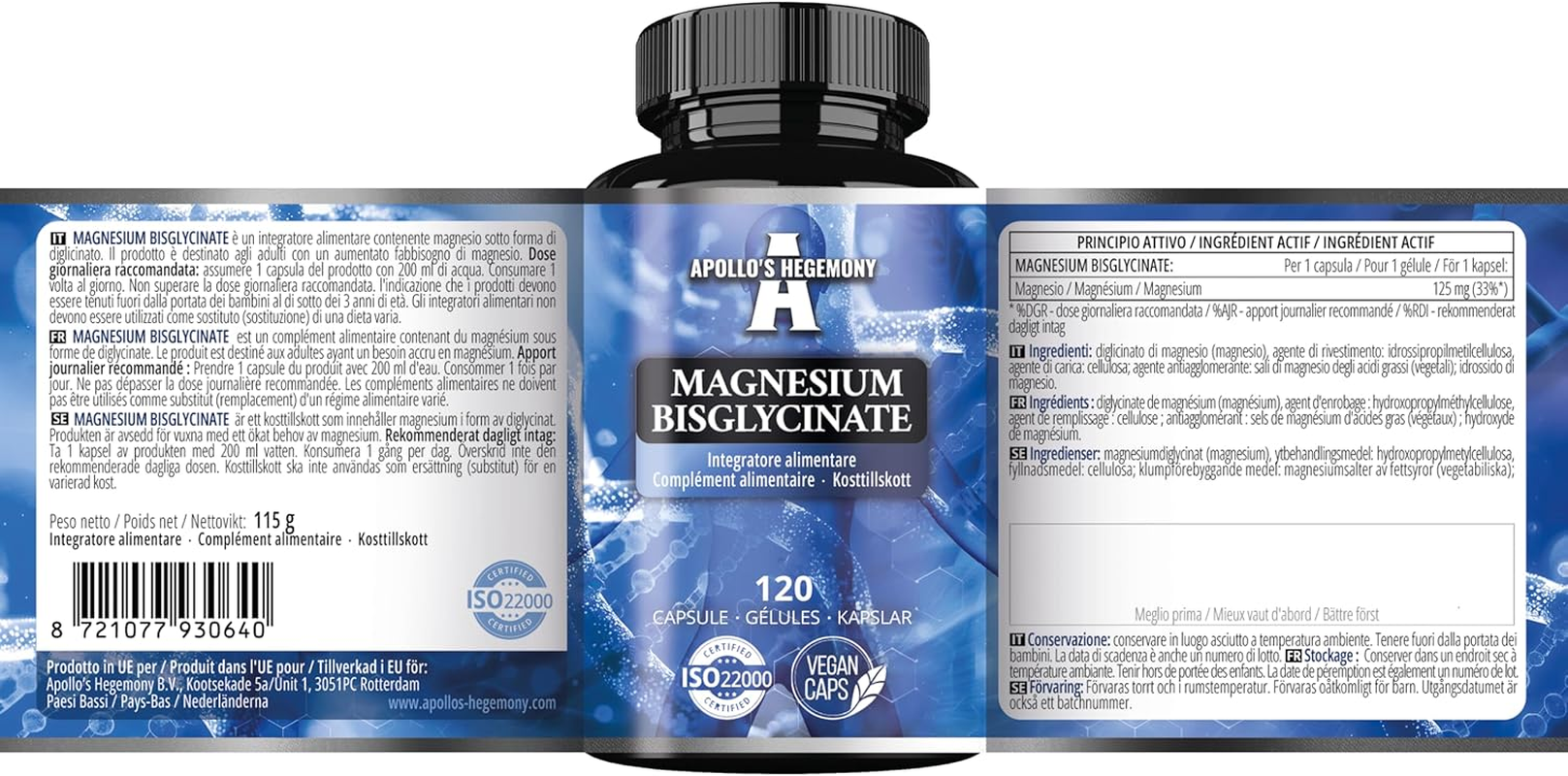 Magnesium Bisglycinate 100 Mg per Capsule - 120 Vegan Capsules - 4 Month Supply - for Enhanced Absorption - Dietary Supplement from Apollo'S Hegemony image number 5