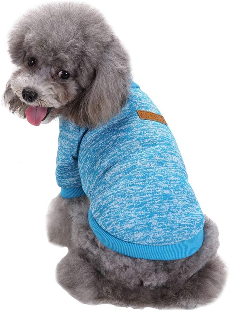 CHBORLESS Pet Dog Classic Knitwear Sweater Warm Winter Puppy Pet Coat Soft Sweater Clothing for Small Dogs (M, Dark Blue)