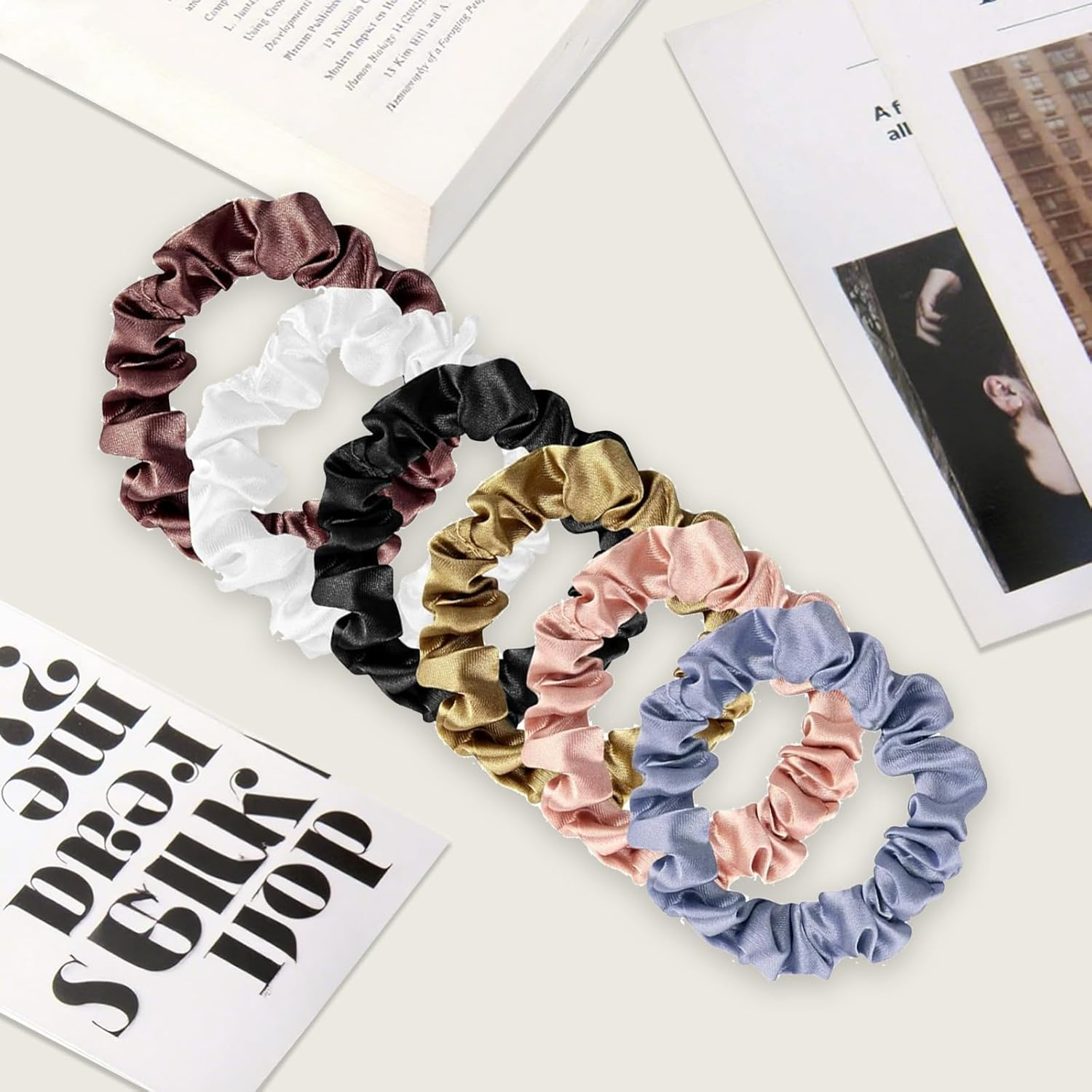 ONBPIY 12Pcs Silk Scrunchie Hair Ties Hair Accessories Silk Hair Ties Scrunchies Set for Women Girls Elastic Ponytail Holder image number 6