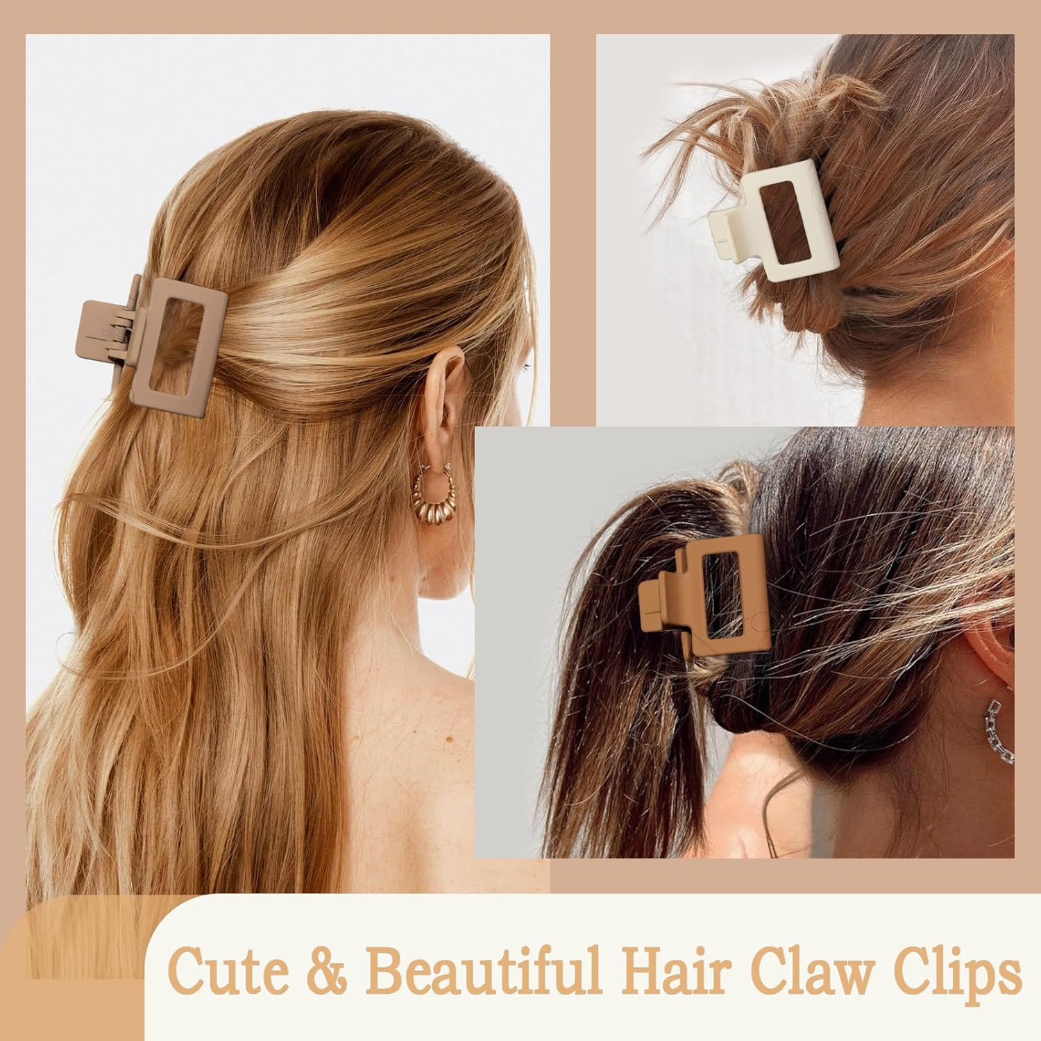 Cobinaan Medium Matte Rectangle Claw Hair Clips for Women Girls, 2 X 1 X 1.8 Inch, 8Pcs Warm Color, Nonslip Hair Jaw Clips for Thin/Medium Thick Hair - 8Pcs Cool Color image number 7