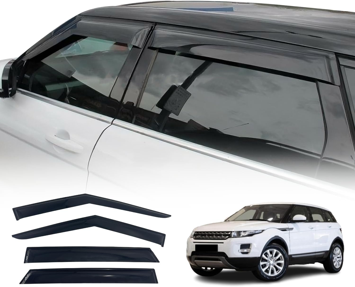 OAD4X4 Weathershields Compatible with Land Rover Range Rover Evoque L538 2011-2018, Weather Shields Window Visors Wind Deflectors Sun Rain Guard 4PCS Set image number 3