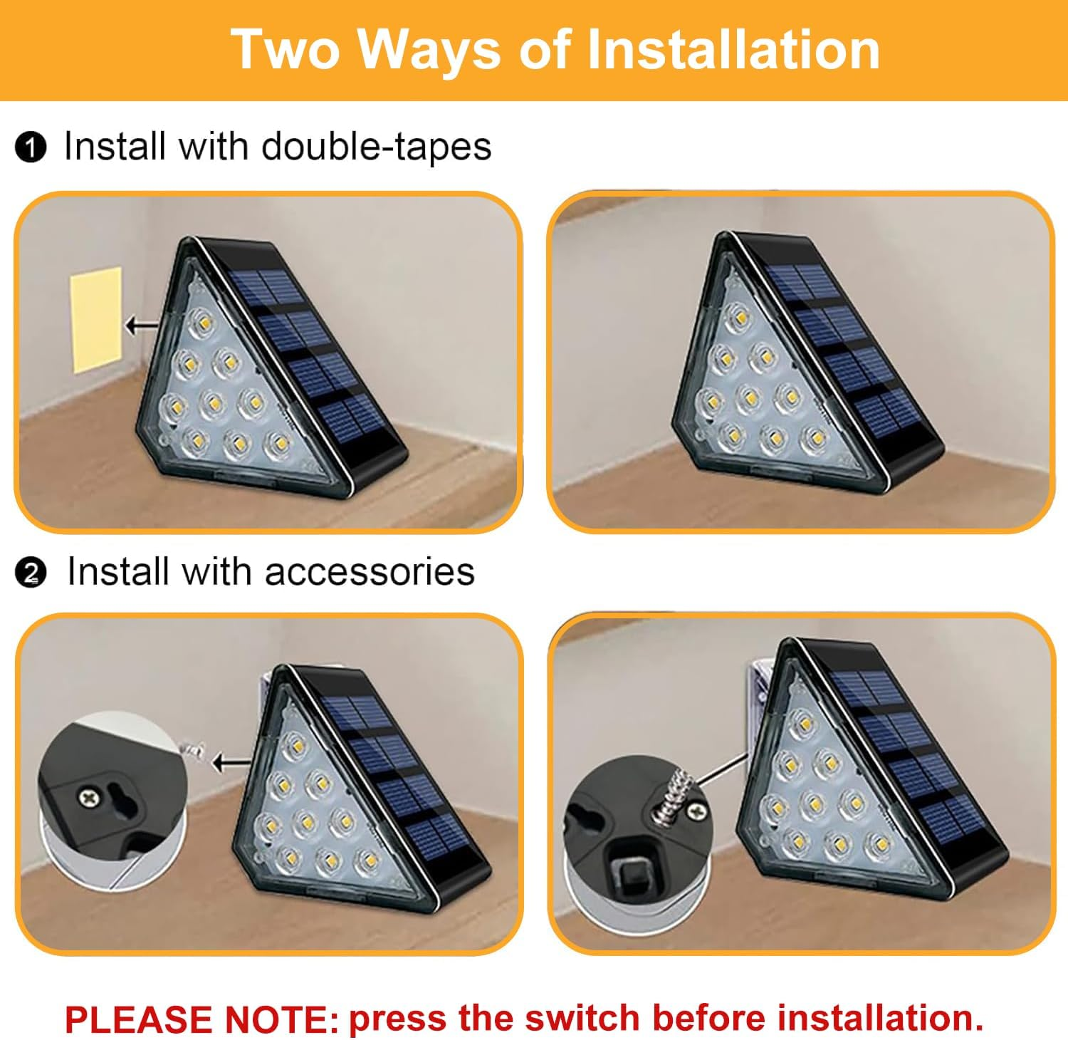 Solar Stair Lights, IP67 Waterproof Outdoor Solar Step Lights, 3000K Warm White Outdoor Solar Powered Step Lights, Dusk to Dawn Lighting Decor for Garden, Stair, Deck, Front Porch, Patio (6 Pack) image number 1