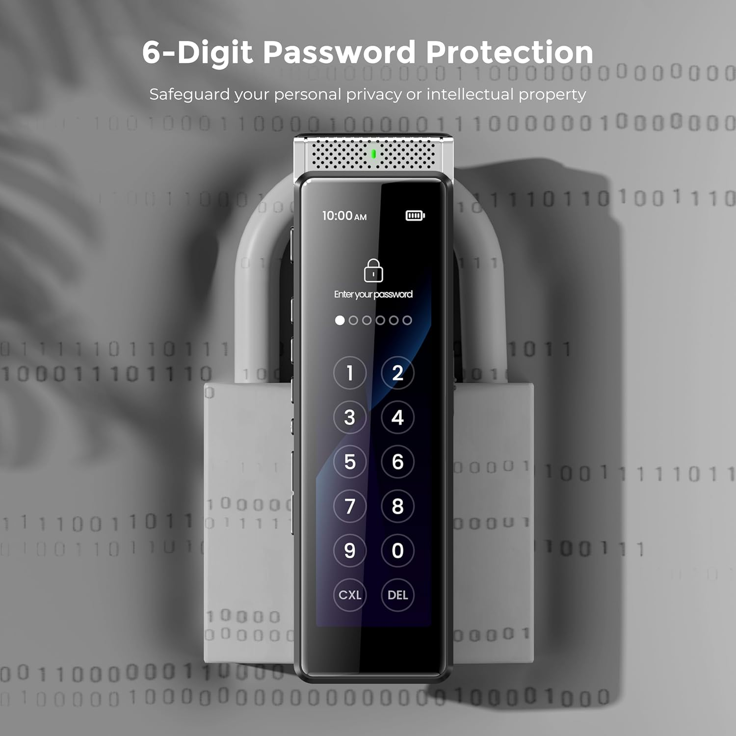 72GB Digital Voice Recorder with Playback, Innioasis R1 Full Touchscreen Voice Recorder with Bluetooth and Intelligent STT Transcription, Voice Activated Sound Audio Recorder Device with Mic (Black) image number 6