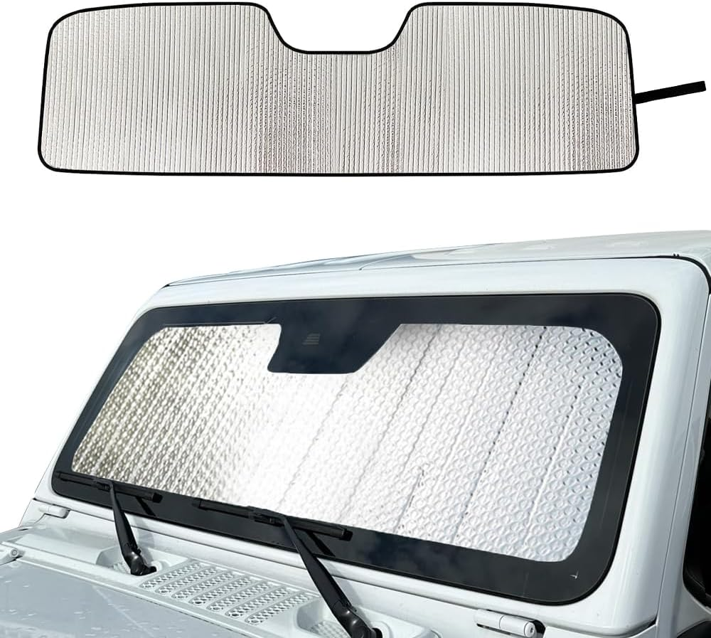 Windshield Sun Shade Front Window Sunshade Heat Shield Sun Visor Sun Blocker Protector Cover for Jeep Wrangler JL Gladiator JT 2024 2025 Interior Accessories image number 2