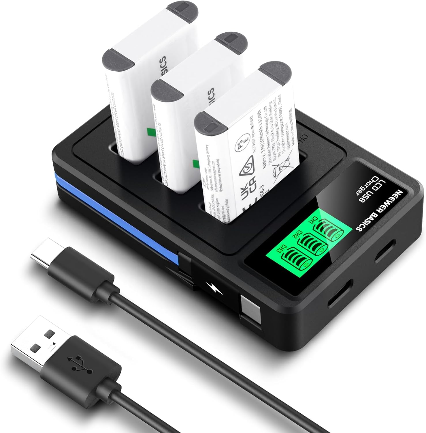 NEEWER Basics 3Pcs NP-BX1 Replacement Batteries with USB Triple Charger, 1090Mah Camera Backup Power Supply Compatible with Sony ZV1 ZV-1 II Cybershot RX100 RX100II RX100M II HDR-AS15 HDR-AS30 image number 5