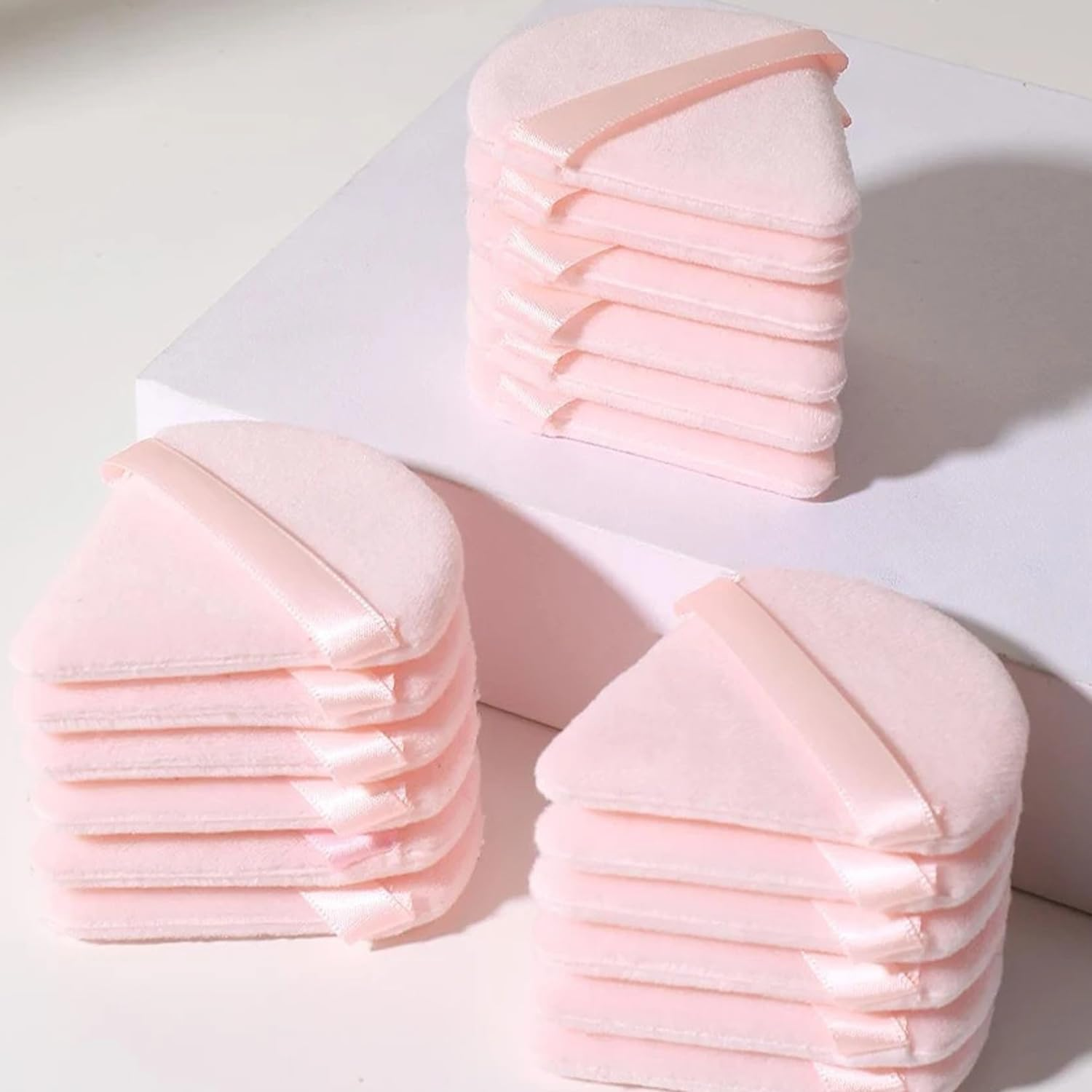 24 Pcs Triangle Powder Puff, Cotton Makeup Puff, Washable Face Powder Puff (24LP)