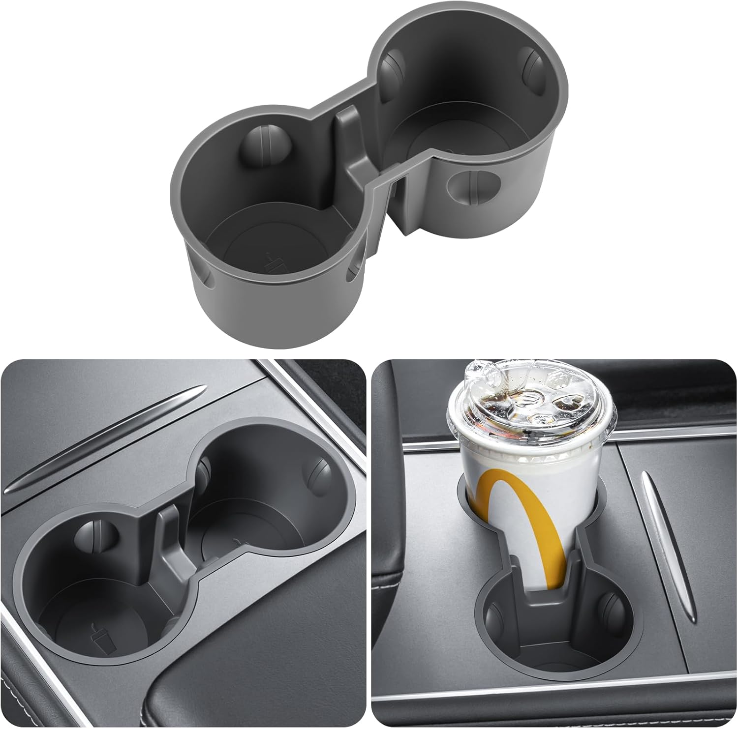 For Tesla Model 3 2024 Cup Holder Insert TPE Center Console Drink Holder Accessories Compatible with Tesla Model 3 Highland 2024