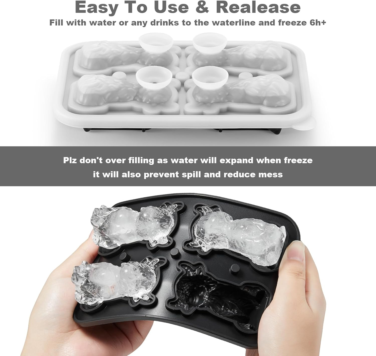 3D Highland Cow Ice Cube Tray Fun Shapes, Novelty Highland Cow Gifts, Holiday Stocking Stuffers for Men Women, Cute Highland Cattle Ice Mold for Whiskey,Cocktail,Bourbon image number 4