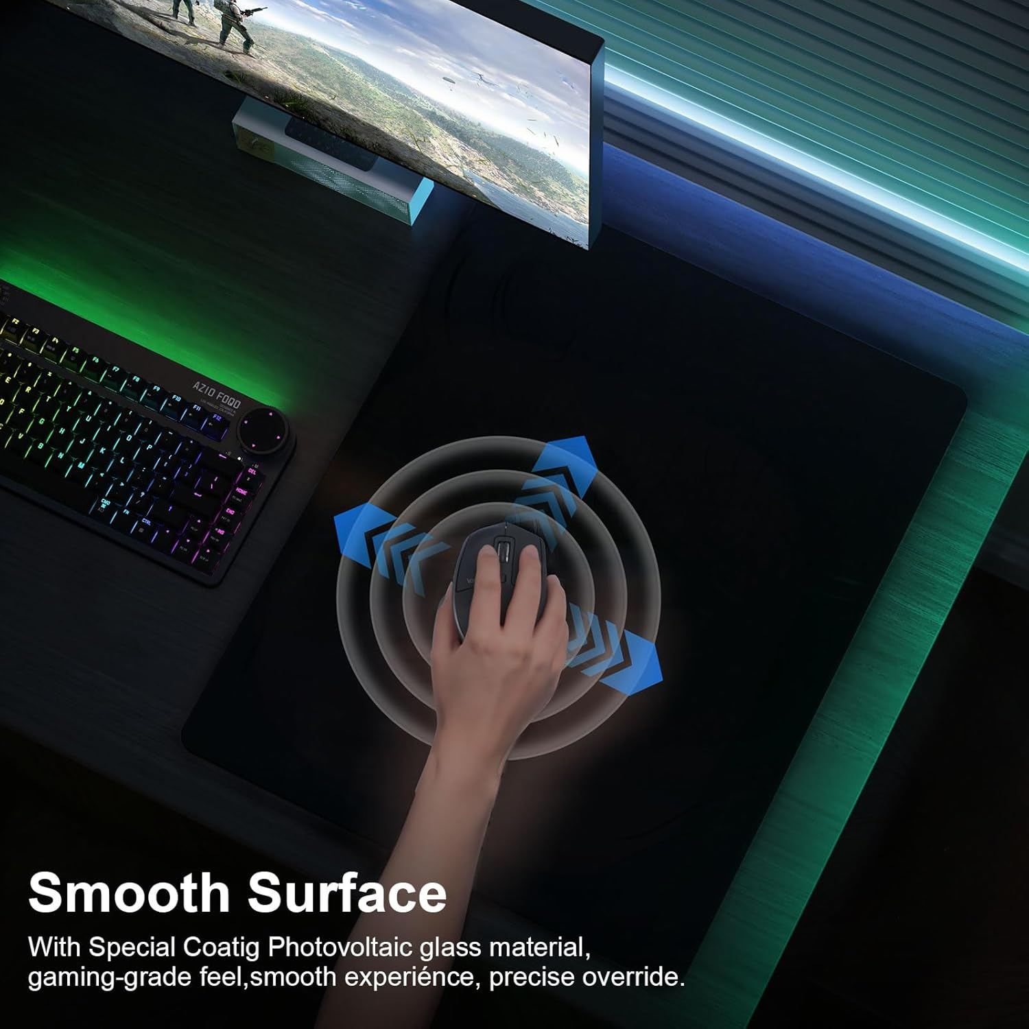 DAWNTREES Glass Mouse Pad, 50X40Cm Game and Office Mouse Mat, Suitable for Fast and Precise Control of Various Types of Mice (Black) image number 3