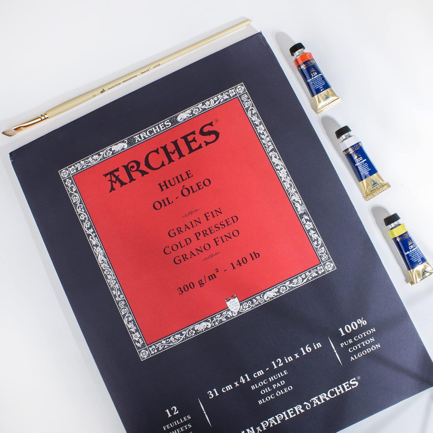 Arches Cold Pressed Oil Watercolour Paper Pad, Natural White, 31 X 41 Cm (2 Sheets)