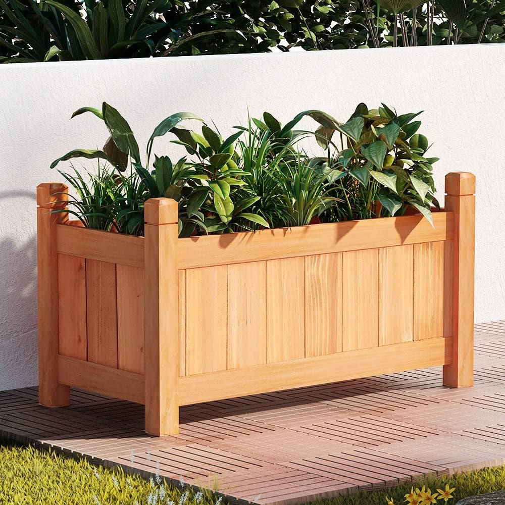 Greenfingers Garden Bed Wooden Planter Box, Gardening Supplies Plant Containers Patio, 60 X 30 X 33Cm Containerized Raised Beds Rectangle for Vegetables Flowers Herbs image number 6