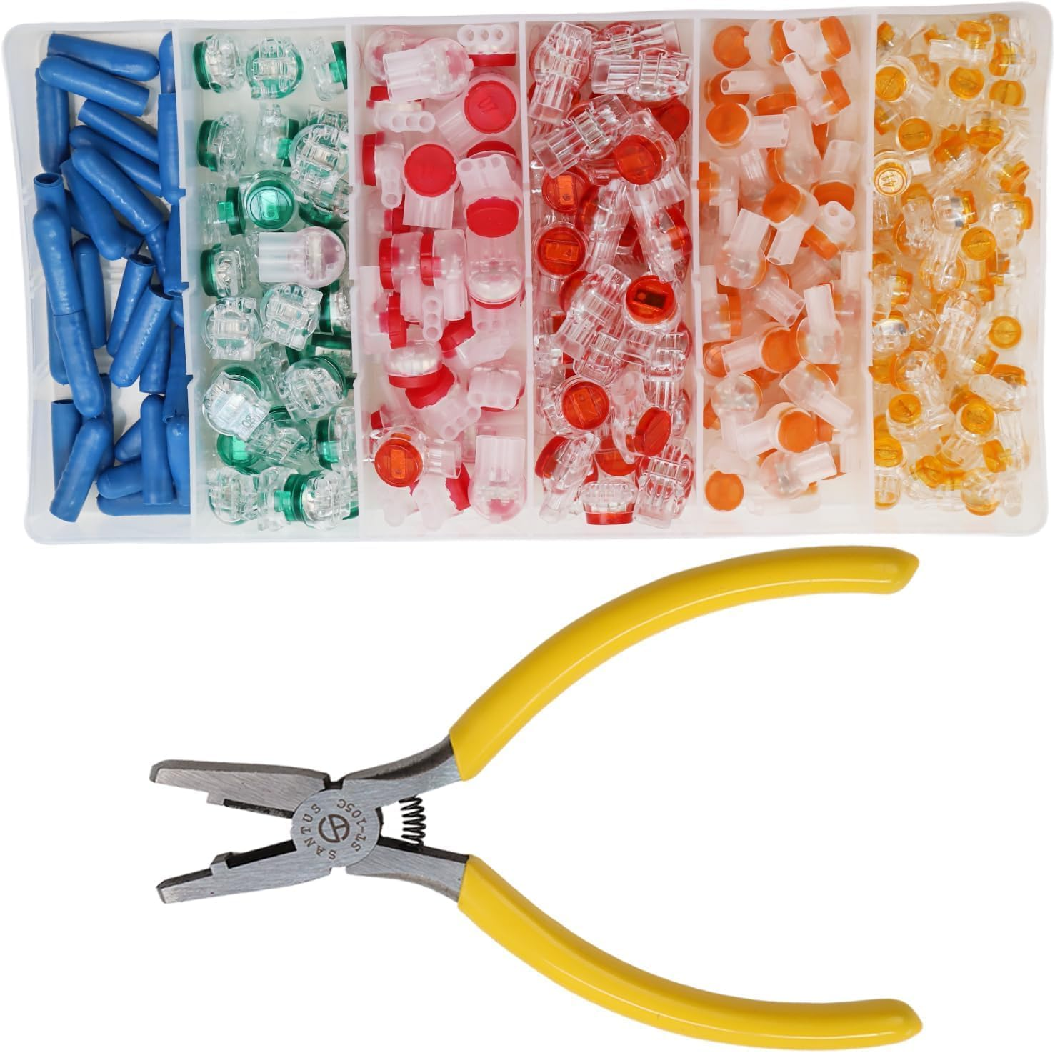 Aikoolwer Phone Wire Butt Telephone Splice Connectors 260PCS Data Phone Wire Butt Splice Ports UY/UR/UB/K5/B Data Wire Terminal Crimp Kit Waterproof Gel Splice with Crimping Tool image number 1