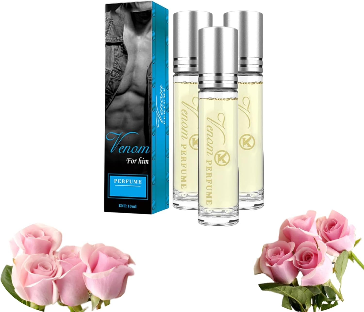 Box Rose Pheromones Perfume,Pheromones Perfumes for Women,Portable Long Lasting Pheromonie Attraction Perfume (4PCS, for Men)