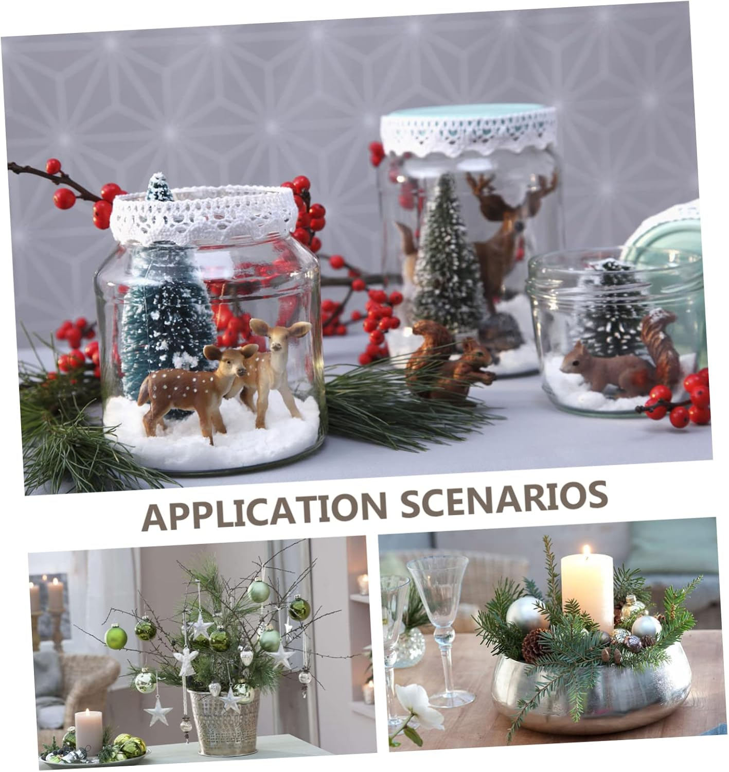 5Pcs Christmas Decor Artificial Plant Leaves Simulation Rose Leaf Decor Glitter for Xmas Tree