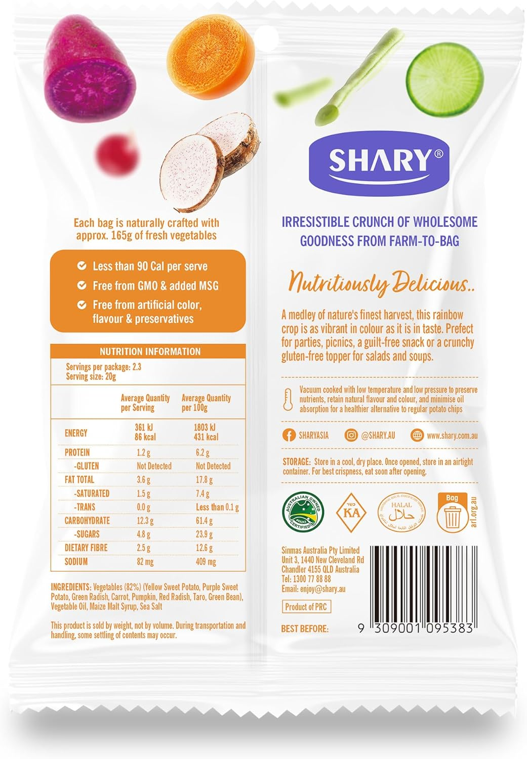 Shary Mixed Veggie Crisps, 45G - Healthy Snack, 100% Natural, Gluten-Free, Vegan, Crunchy Veggie Mix image number 1