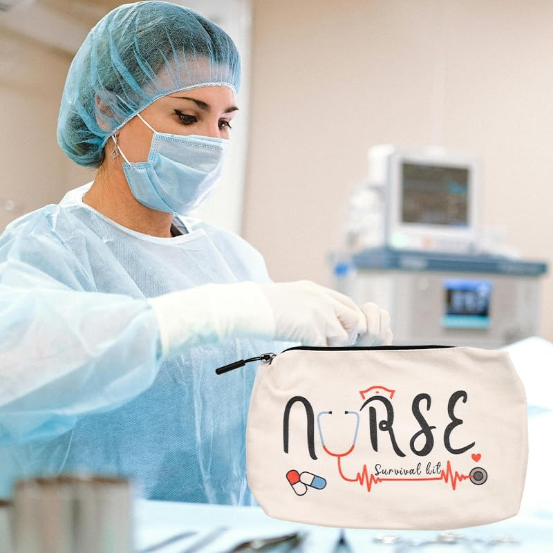 Nurse Makeup Bag Cosmetic Bags for Women RN Gifts for Nurses Graduation Retirement Appreciation Gifts for Women Nursing Assistant Student Nurses Accessories for Work - Nurse Survival Kit image number 1