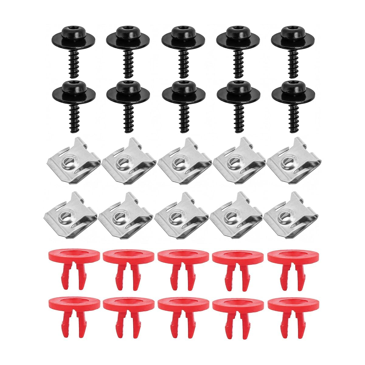 30 Pcs Engine Splash Shield Guard Undertray Cover Screws Bolts Nuts Clip, Front Fender Liner U-Nut Self-Locking Kits, Compatible with W708591S424 1449533 image number 2