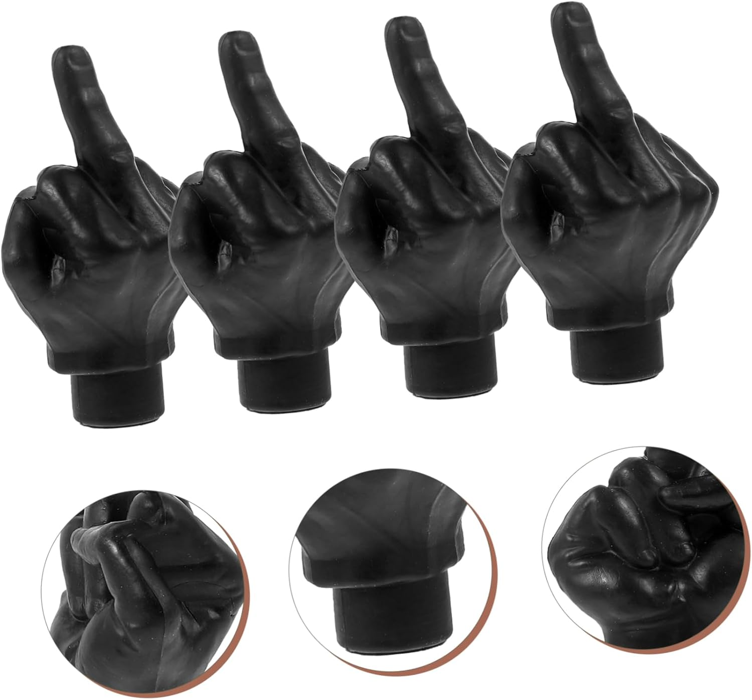 4Pcs Creative Finger Shaped Valve Stem Caps Dirtproof Tire Covers for SUV Car Motorcycle Bicycle Classic Black Easy Installation Stem Protectors - Black image number 4