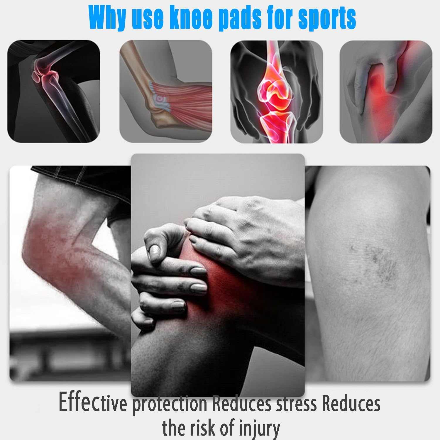 2-Pack Sports Knee Brace, Adjustable Knee Sleeves for Meniscus & Ligaments with Lateral Stabilizers & Gel Patella Pad, for Knee Support & Protection, Unisex,Men Blue-Black image number 5