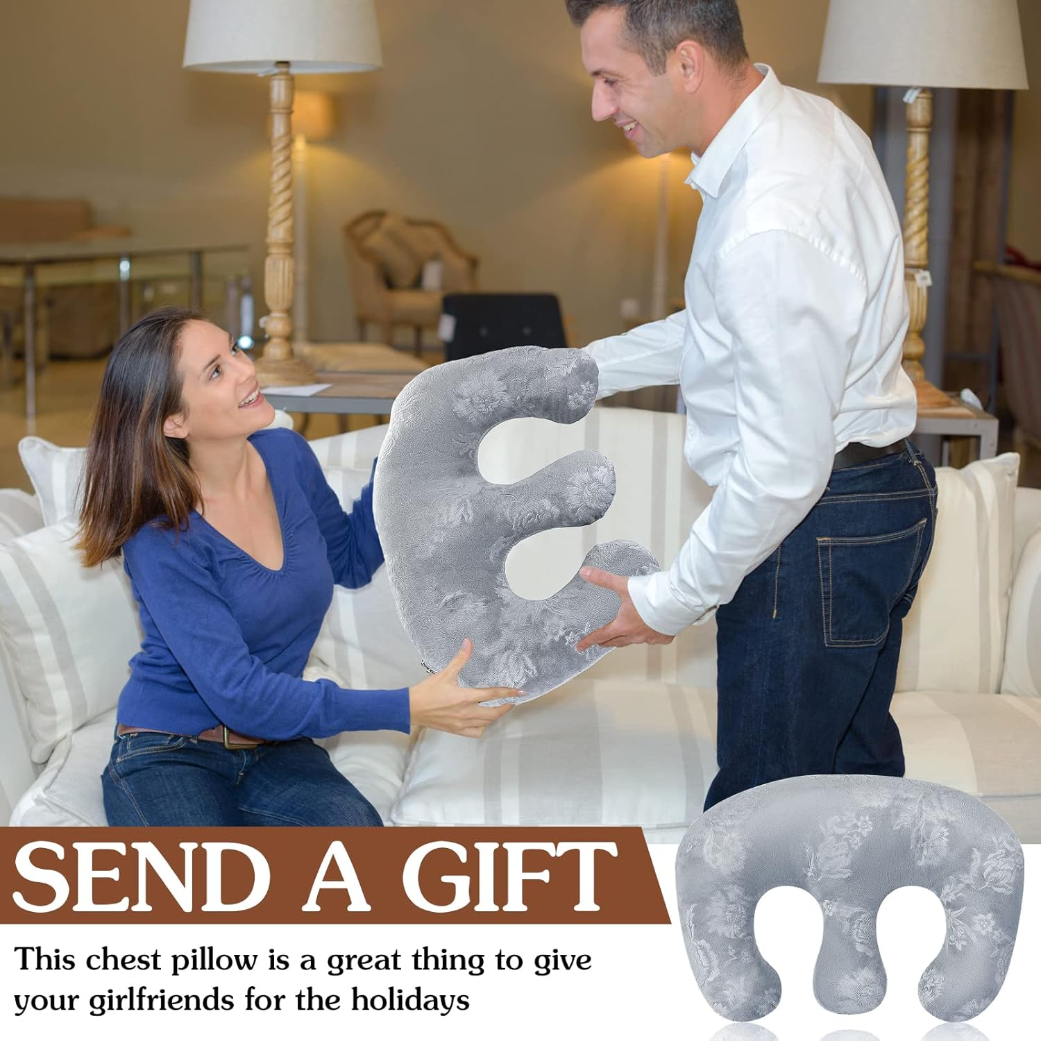 Wesiti Breast Pillow Salon Feminine Bolster Breast Pillow for Massage Table Massage Rest Pillow for Spa Salon Soft Removable Cover 15.7 X 11 in (Gray) image number 5