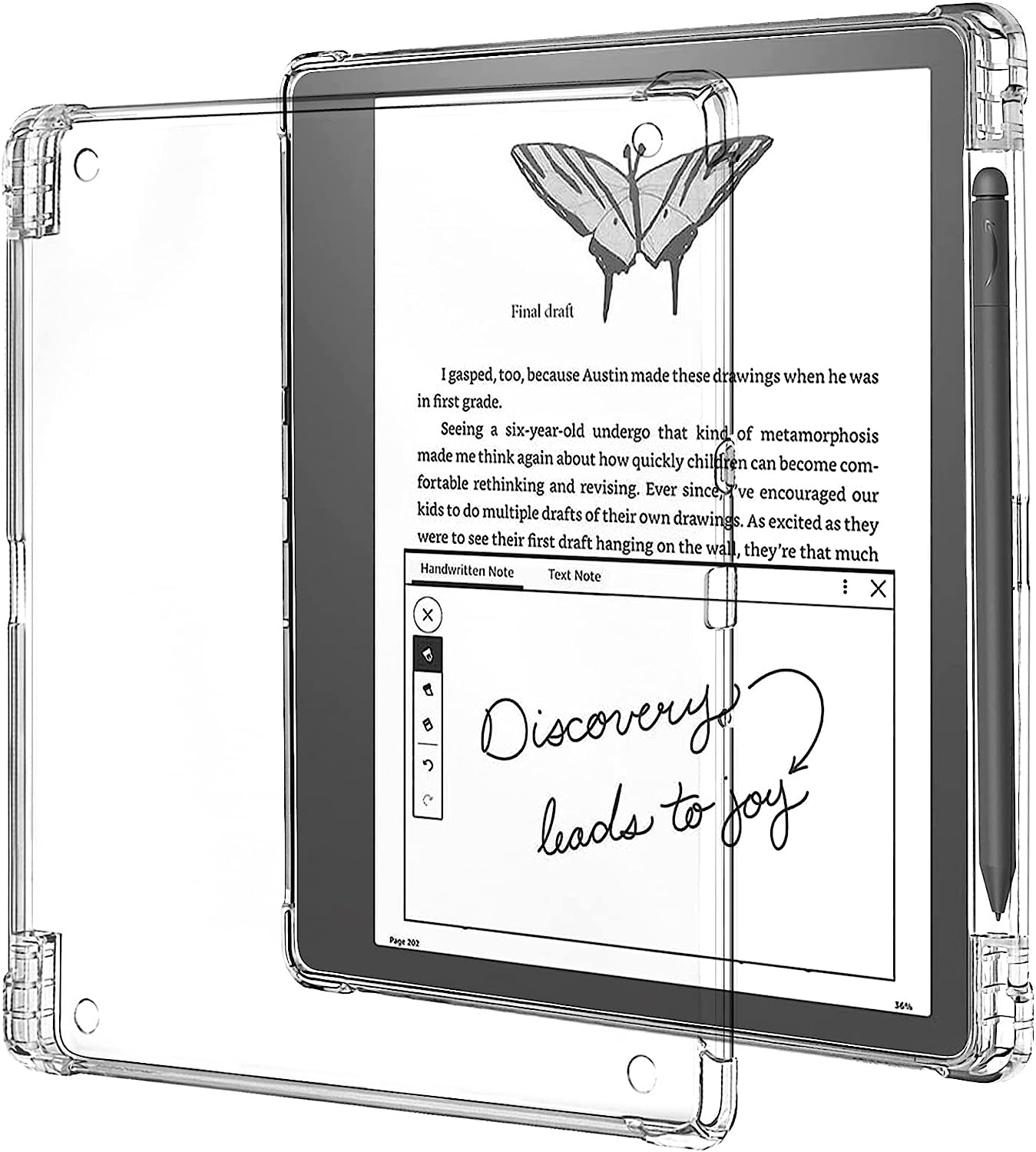 WALNEW Clear Case for 10.2 Inch Kindle Scribe 2024/2022 Released with Pen Holder, Slim Soft Transparent TPU Cover with Enhanced Corners for 10.2&rdquo; Kindle Scribe(Model No. C4A6T4) image number 5