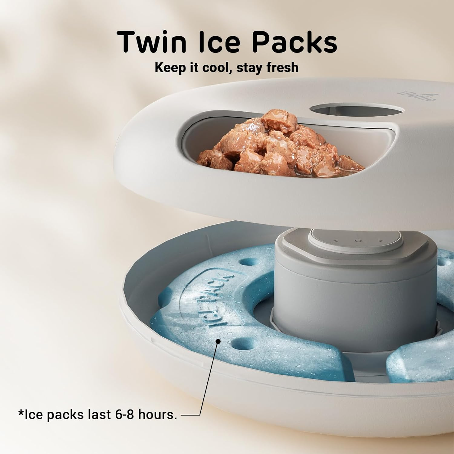 Ipettie Donut Frost Wifi 6 Meal Automatic Cat Food Dispenser with App Control, Dry & Wet Food Automatic Cat Feeder, Smart Dog Feeder with Two Ice Packs, Programmable Timer, Holds 6 X &frac12; Lb. of Food image number 3