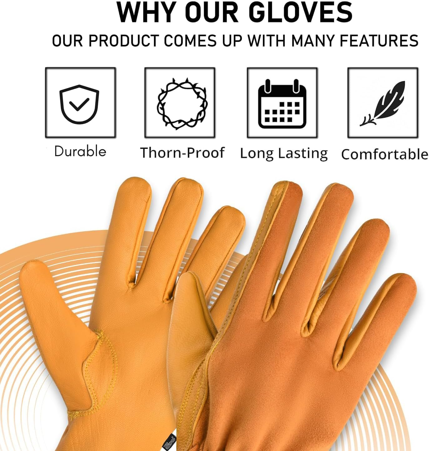 EVO Fitness Gardening Gloves for Men and Women Tough Thorn Proof Comfortable Breathable Protective Leather with Strong Grip Rigger Garden Work Safety Gloves - Long Green image number 6