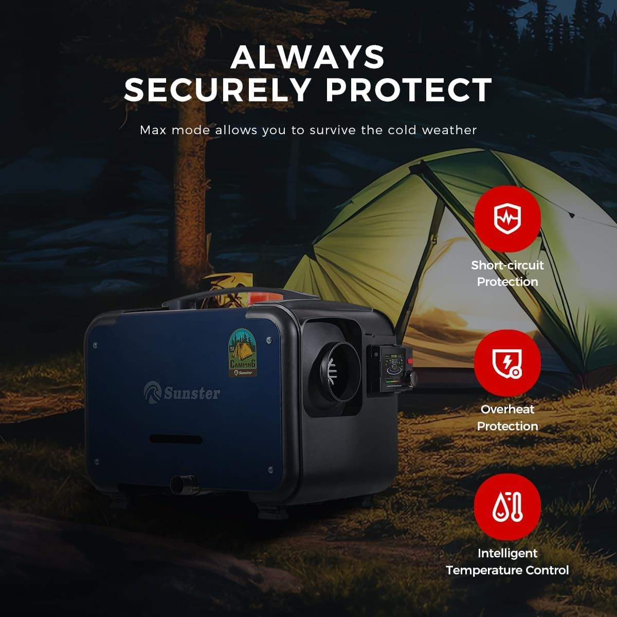 Sunster Upgrade 12V 24V 8KW Diesel Air Heater with Bluetooth APP Control Night Heater Diesel All-In-One with Remote Control &LCD Monitor for Car Trucks Boat Bus RV and Trailer Campervan Tent image number 2