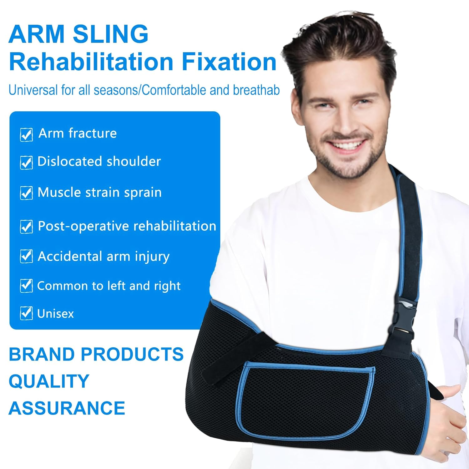 Arm Sling Shoulder Immobilizer - Rotator Cuff Support Brace - Comfortable Medical Sling for Shoulder Injury,Left and Right Arm,Men and Women,For Broken,Dislocated,Fracture,Strain image number 4