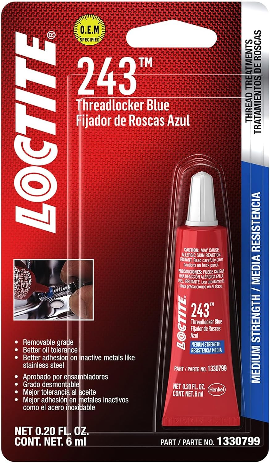 Loctite 243 Medium Strength Threadlocker 6 Ml, Blue image number 3