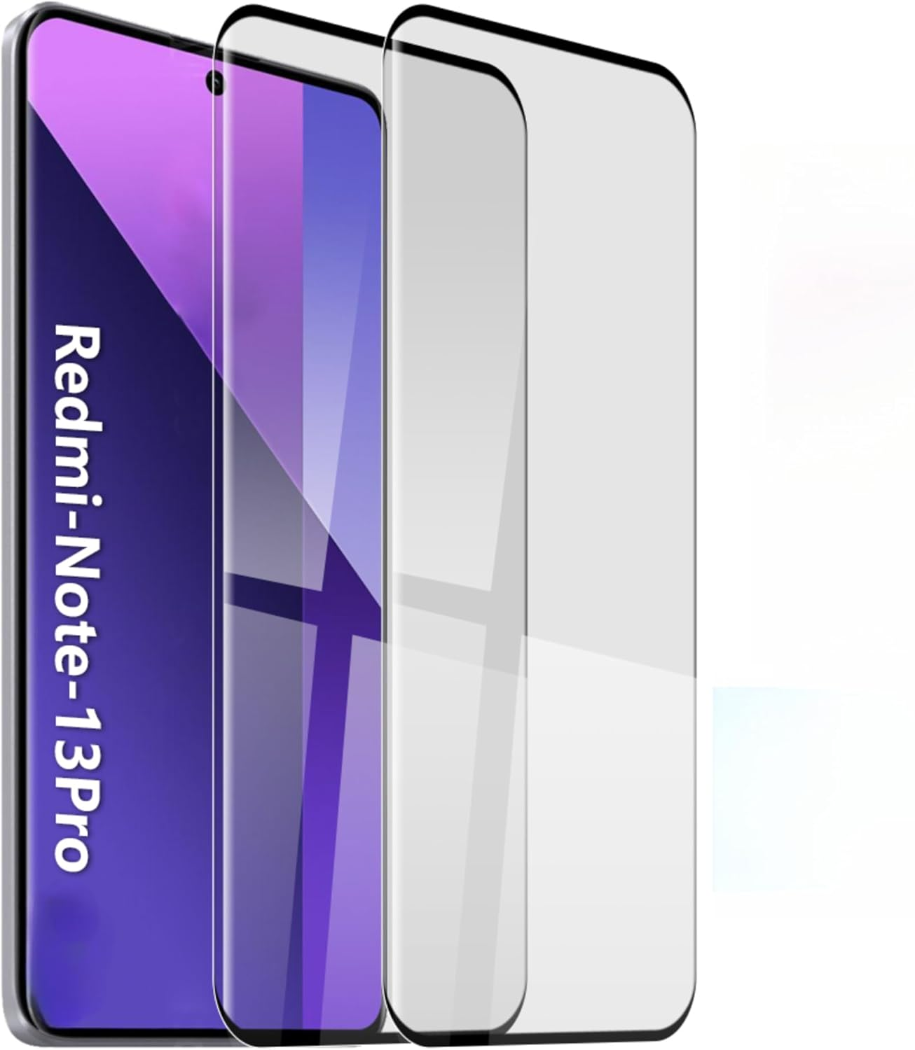 HCT STYLE 3D Tempered Glass Screen Protector for Curved 6.67 Inch Smartphone Screens - for Xiaomi Redmi Note 13 Pro, Pack of 2 with Cleaning Cloths and Dust Stickers