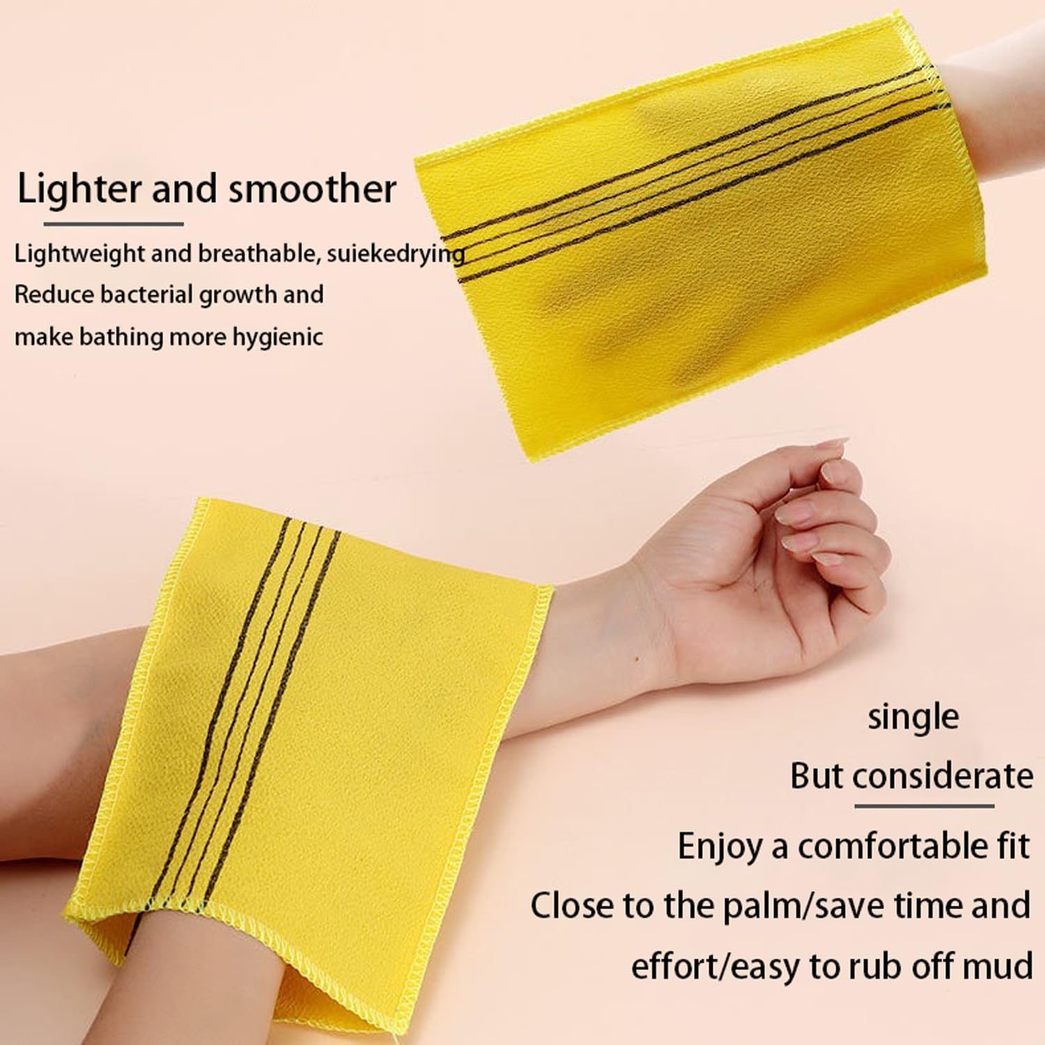 Korean Exfoliating Mitt for Remove Dead Skin Viscose Deep Exfoliating Gloves - Great for Body Scrub, Keratosis Pilaris and Self Tanning. Easily Smooth Skin Surface Dead Skin Exfoliating Gloves image number 4