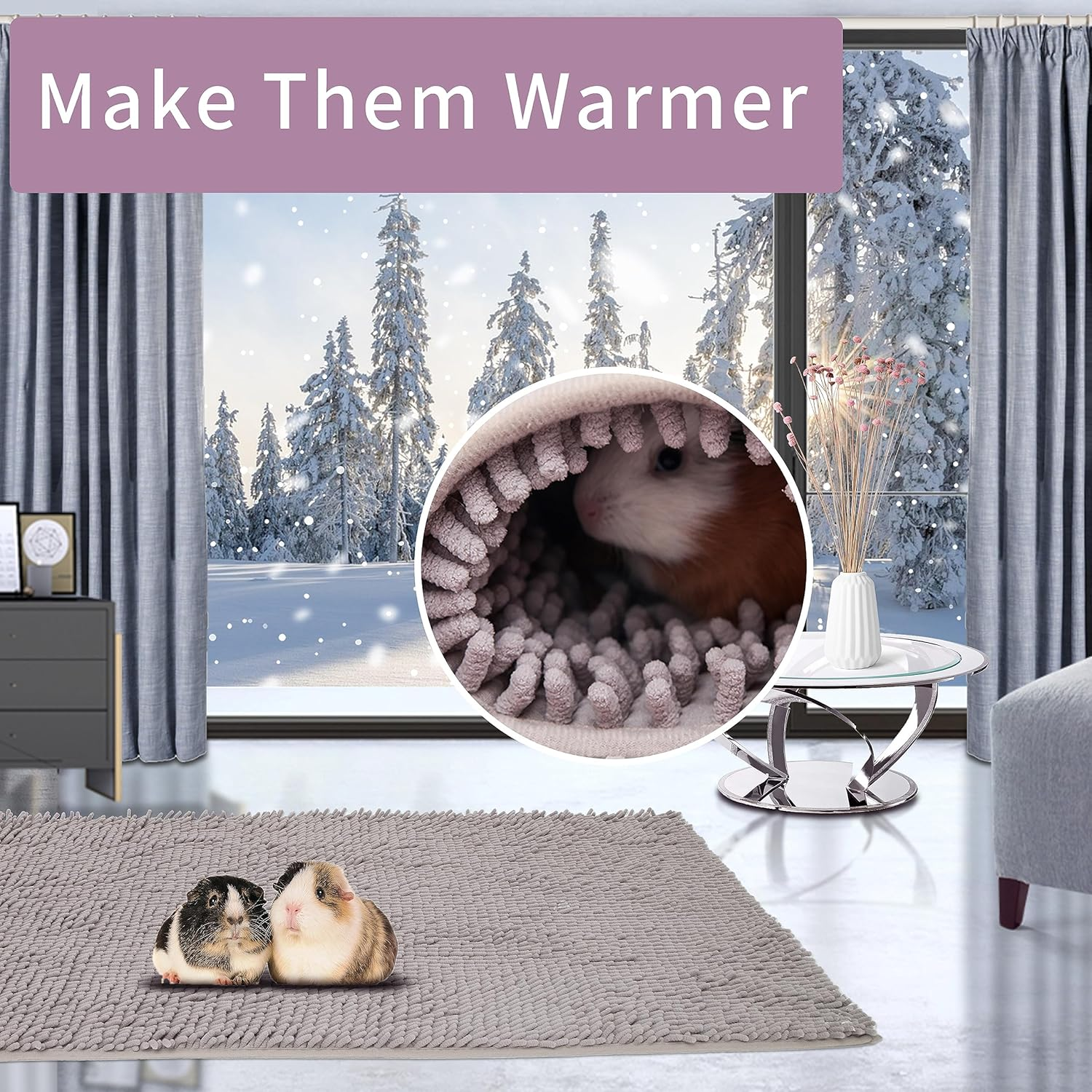 DZWLKJ Guinea Pig Fleece Bedding Cage Liners, 2 Pack 28" X 56" Blanket for Cage, Pee Pads Washable Also for Chinchilla, Ferret, Hedgehog, Hamster, Rabbit, Rat, Bunny and Other Small Animal Cage image number 2