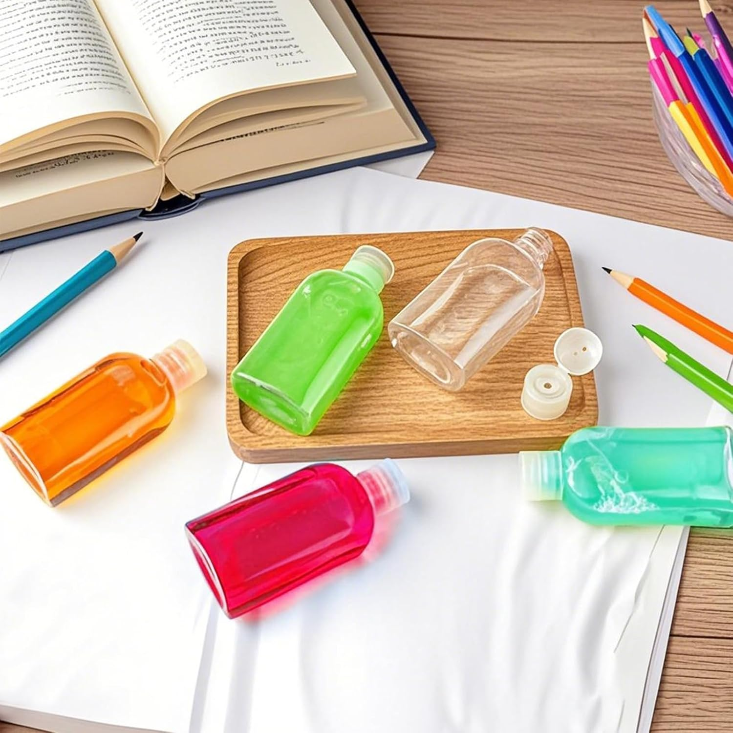 Tzylomirx 5 Pack Travel Bottles Set for Toiletries,Squeeze Bottle, Leak Proof, Reusable Compatible with Business Trips, Fitness Centers, Beaches, Camping, (100Ml PET Bottles) image number 2