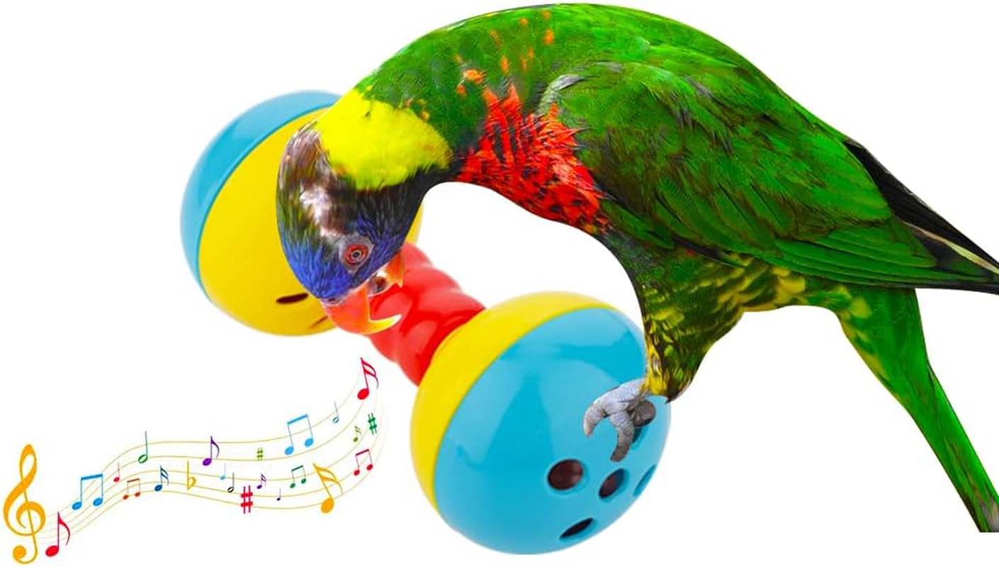 DQITJ 2 Pcs Bird Barbell Dumbell Foot Toy, Enrichment Rattles Bells Foot Toy for Small Bird Parrot Parakeet Cockatiel Conure Love Birds image number 3
