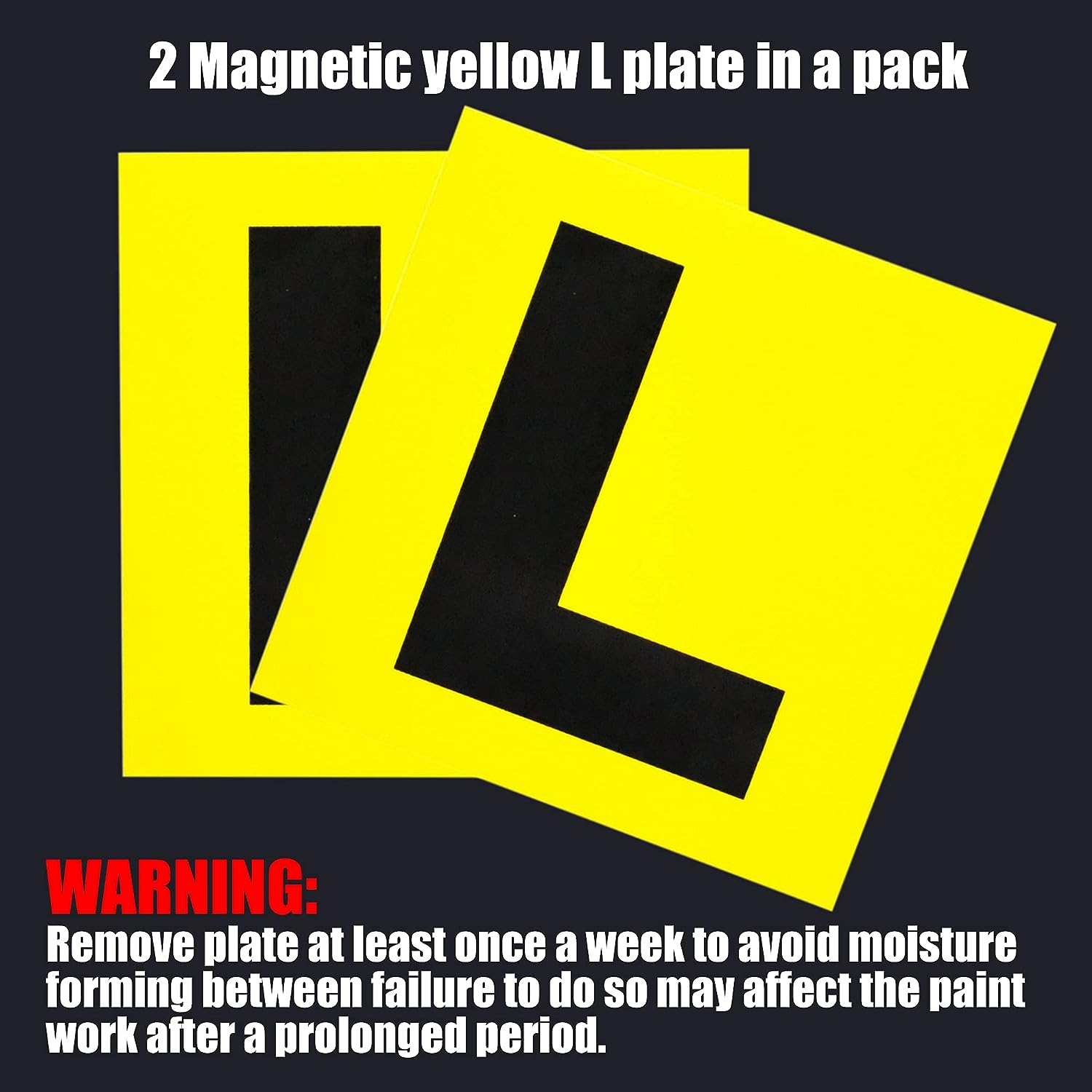 2Pcs Learner Magnetic Yellow L Plate