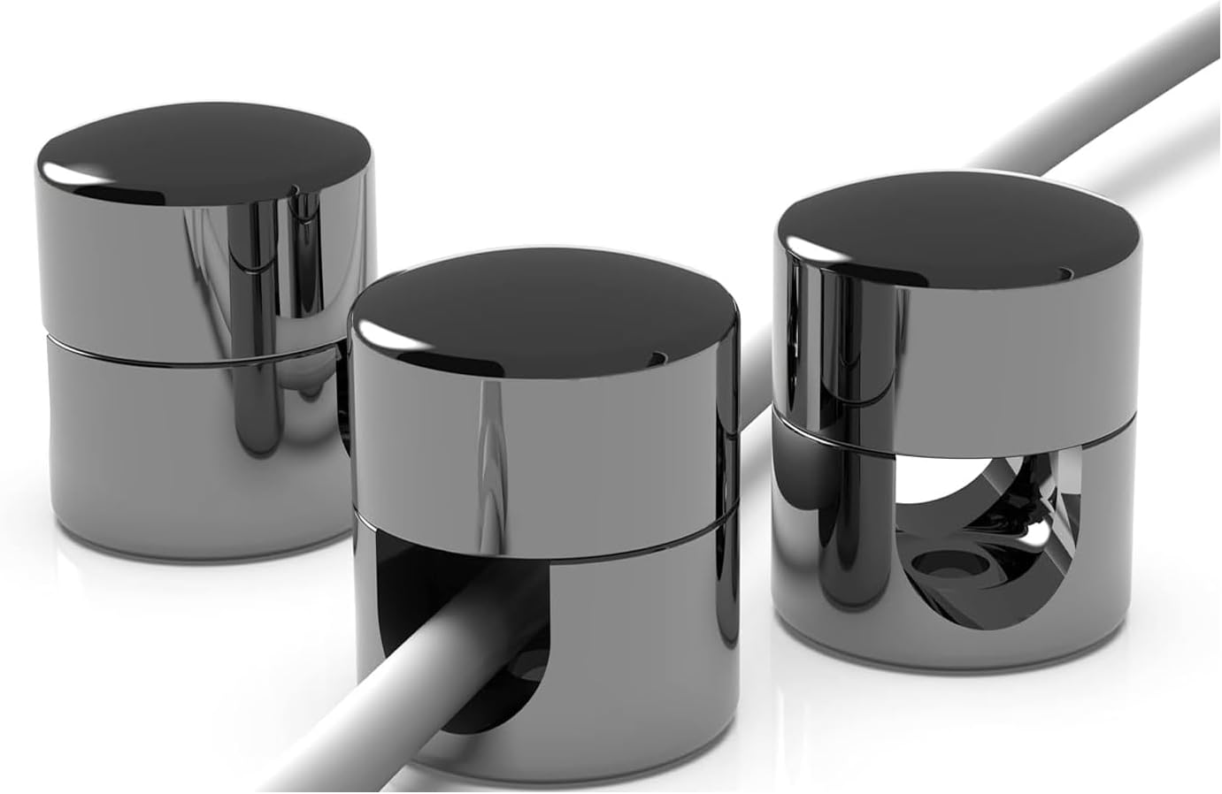 Coehaopike Desk Organization Gun Metal Premium Aluminum Cord Organizers Charger Cable Management Clips for Home Office Stylish, Sturdy, Functional ，Practical| (3 PCS) (White)