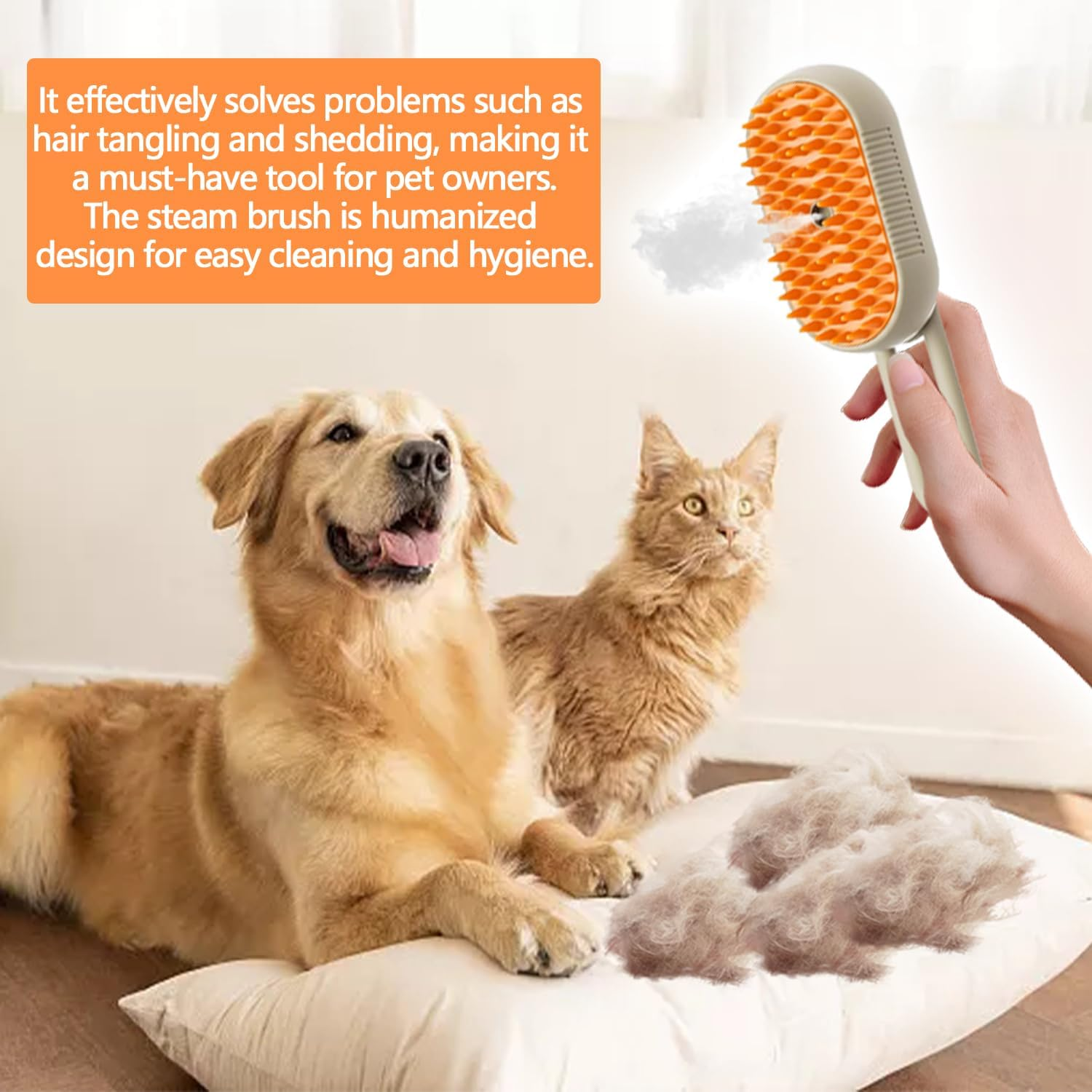 3-In-1 Cat Steamy Brush, Cat Spray Massage Comb, Steam Cat Cleaning Brush, 3-In-1 Steam Brush for Cats, Cat Steam Brush for Hair Cleaner, Eliminate Flying Hair (B) image number 6